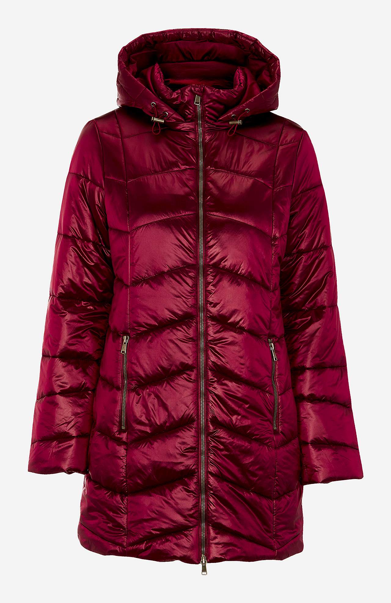 Padded jacket with shimmering fabric