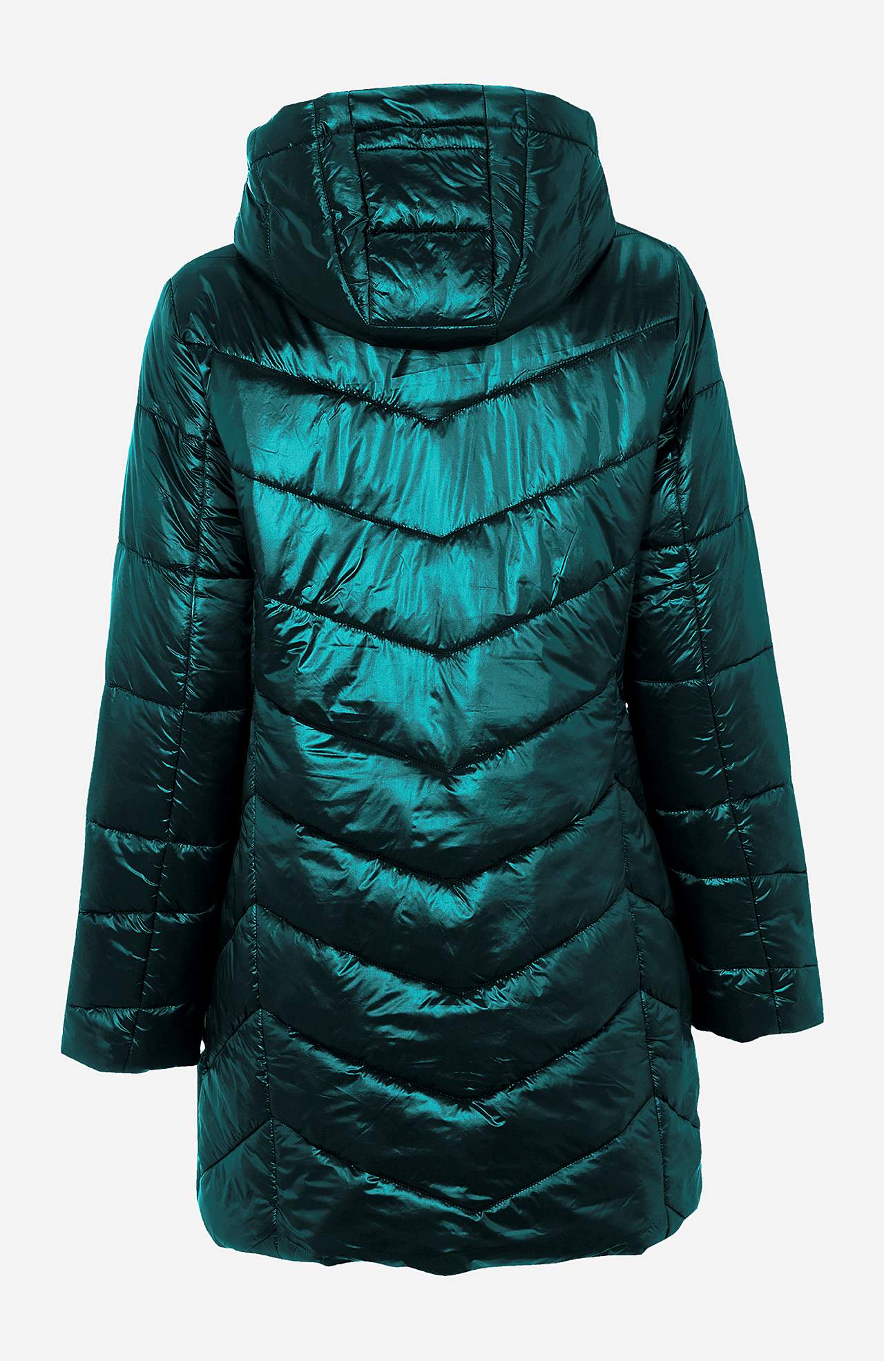 Padded jacket with shimmering fabric