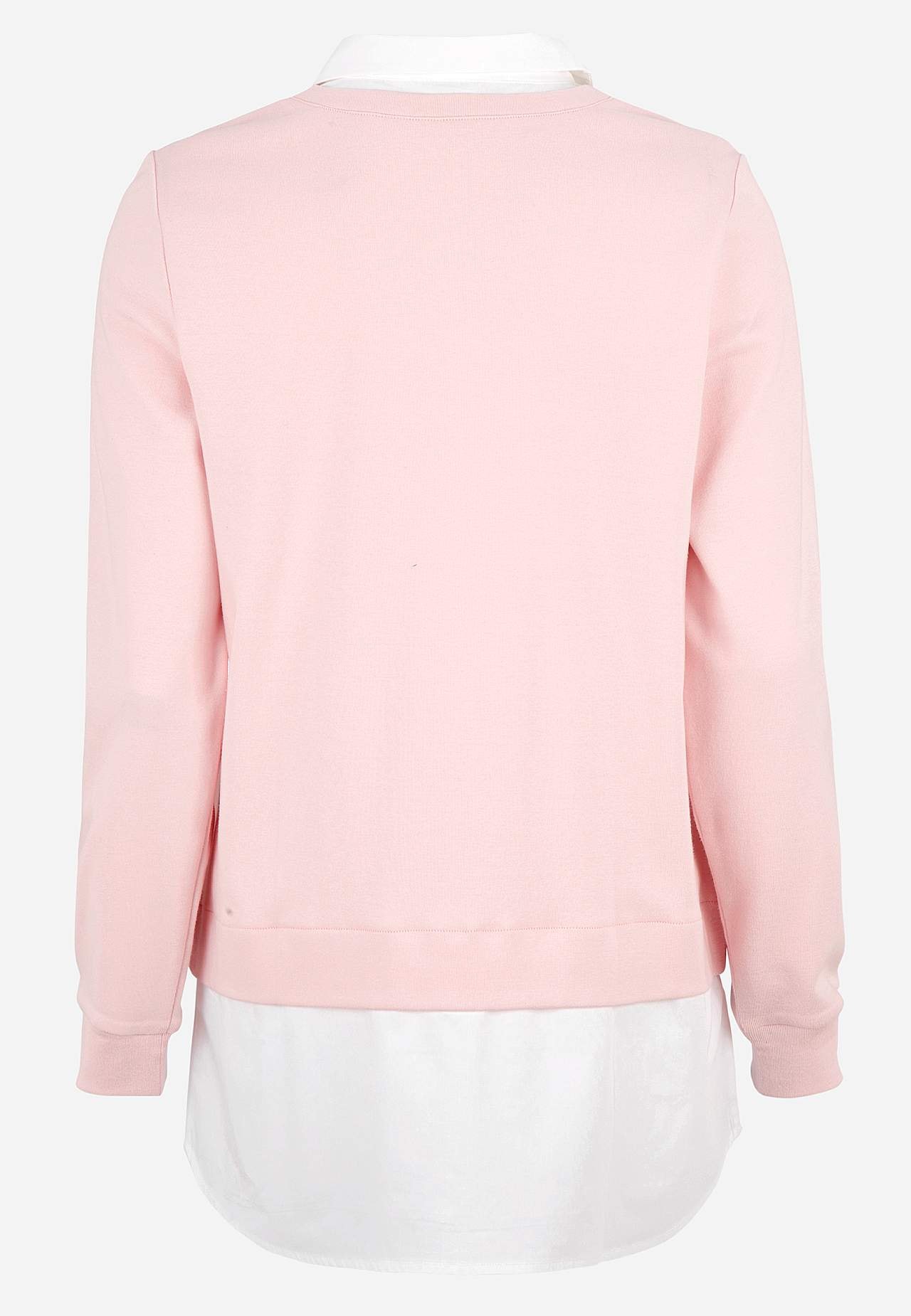 Jersey top with sewn shirt collar