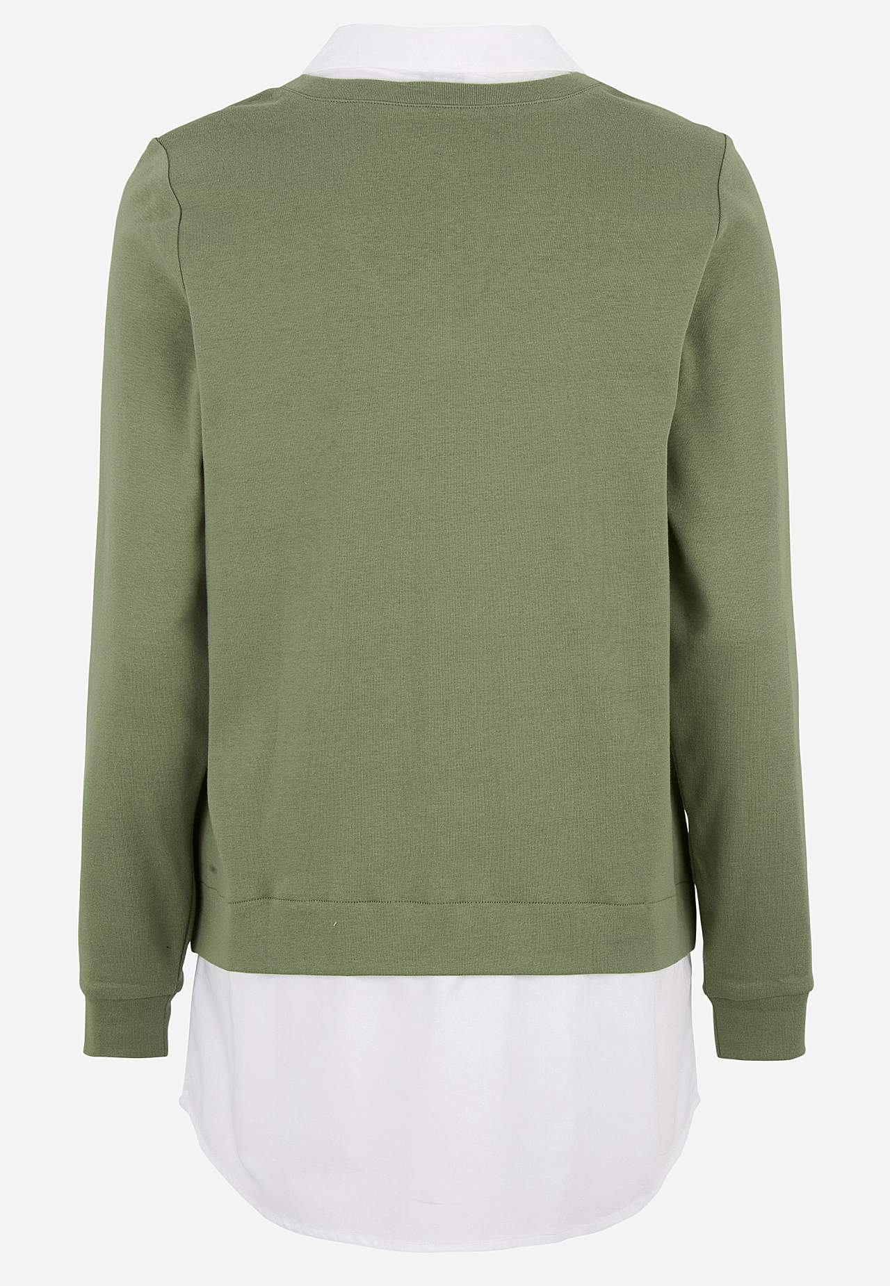 Jersey top with sewn shirt collar