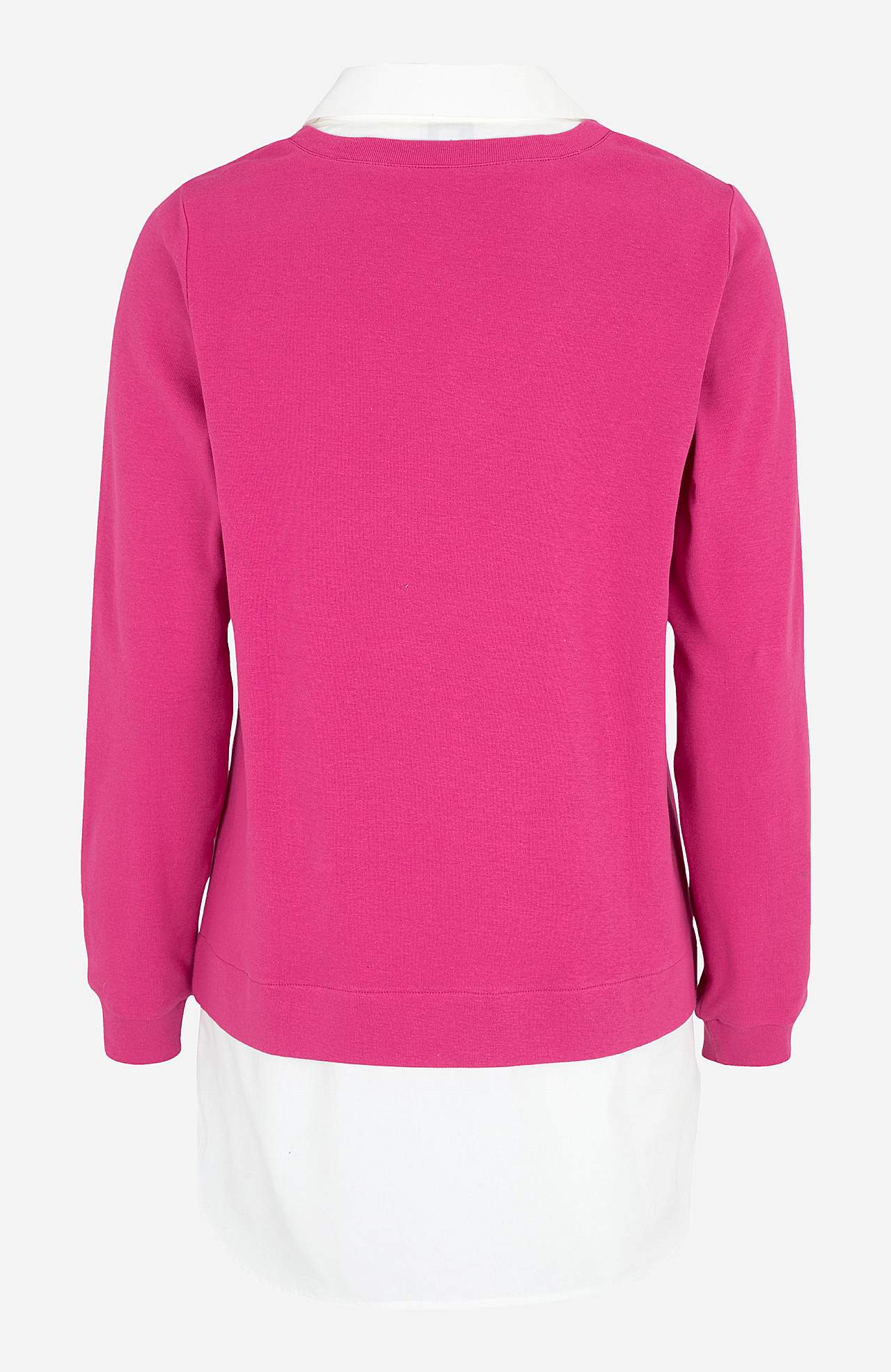 Jersey top with sewn shirt collar