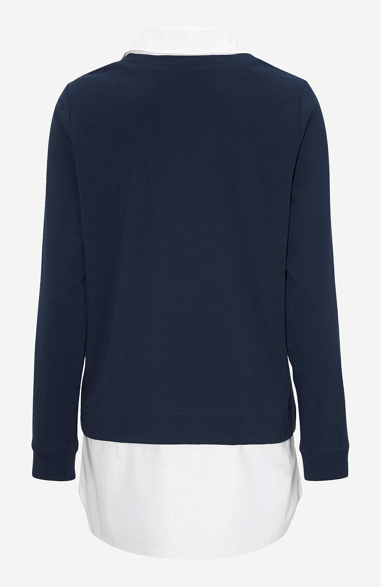 Jersey top with sewn shirt collar