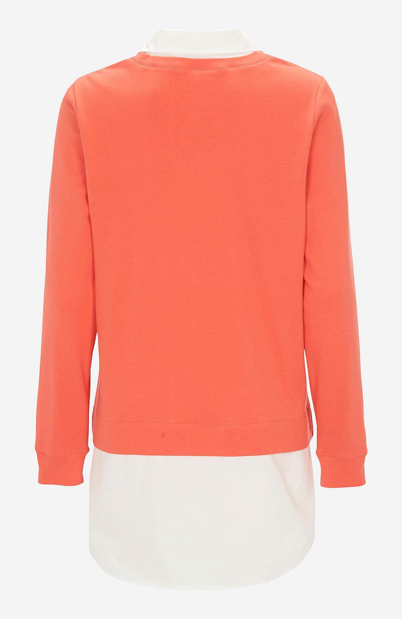 Jersey top with sewn shirt collar
