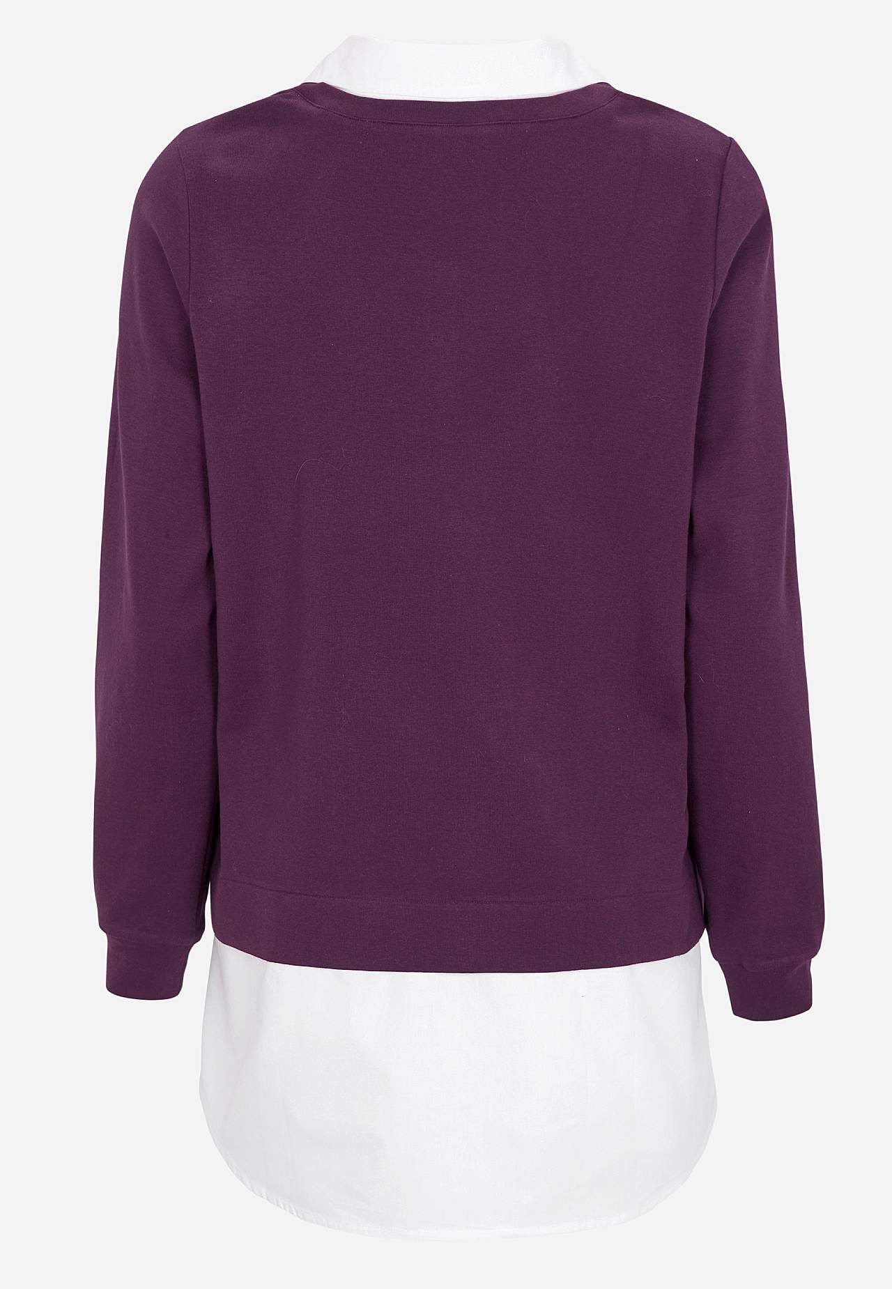 Jersey top with sewn shirt collar