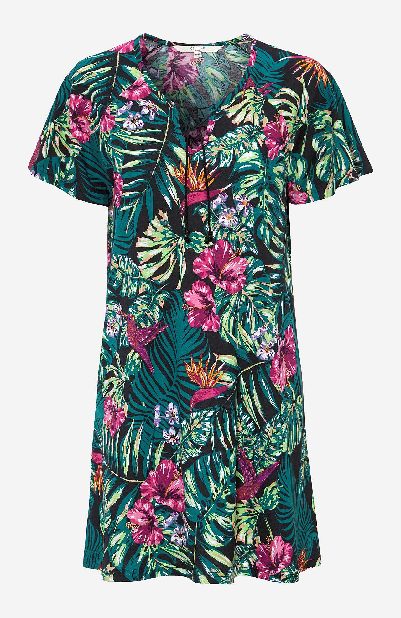 Jersey tuniq with a flower pattern