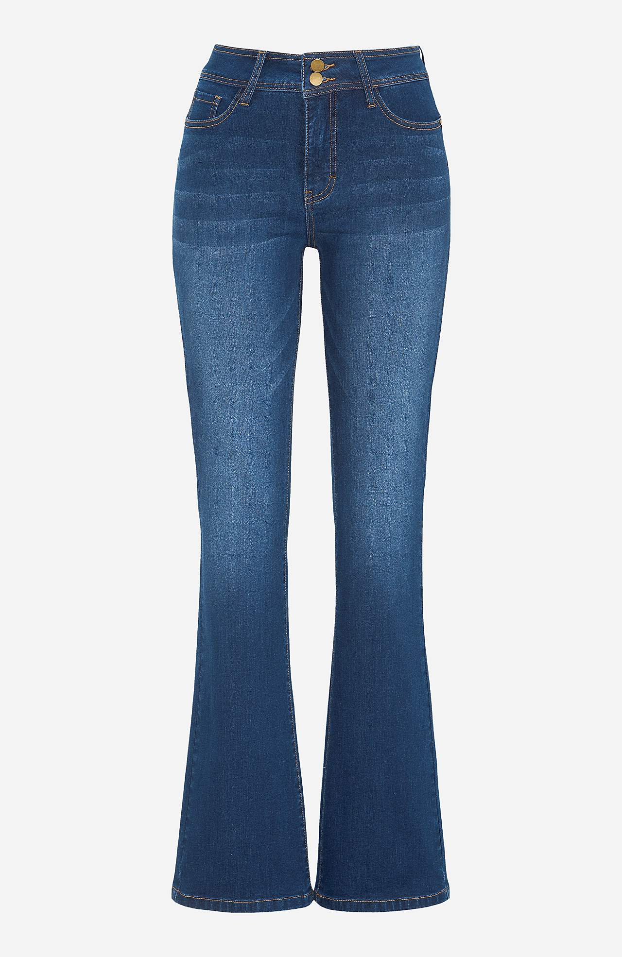 Shaping-jeans med bootcut og stræk