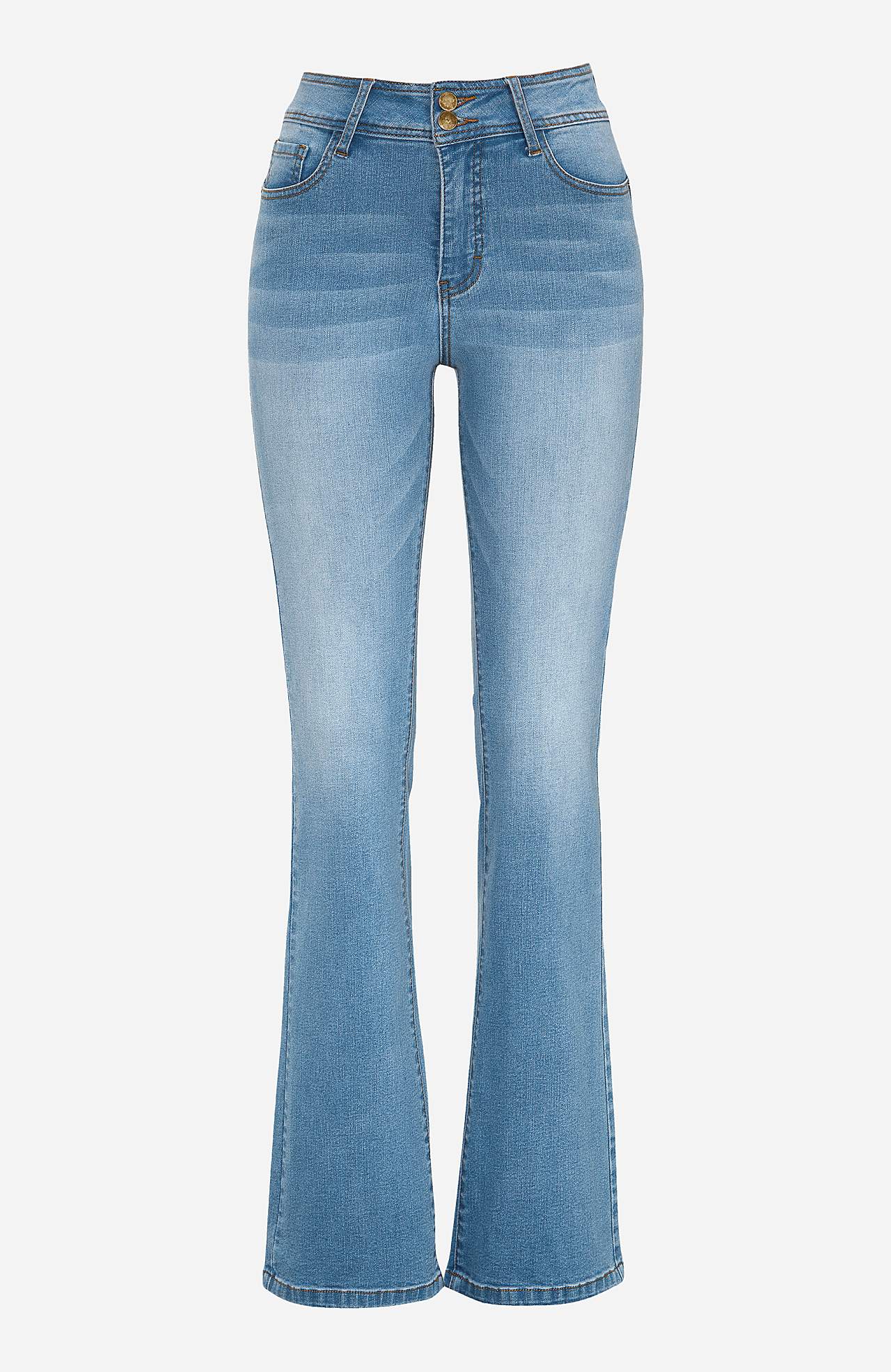 Shaping-jeans med bootcut og stræk