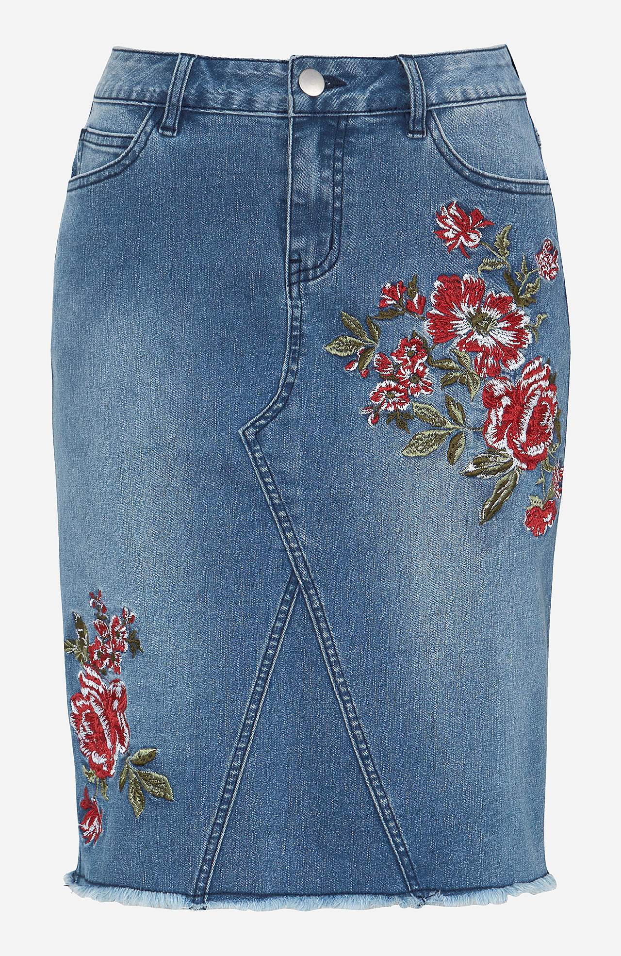 Denim skirt with embroidery