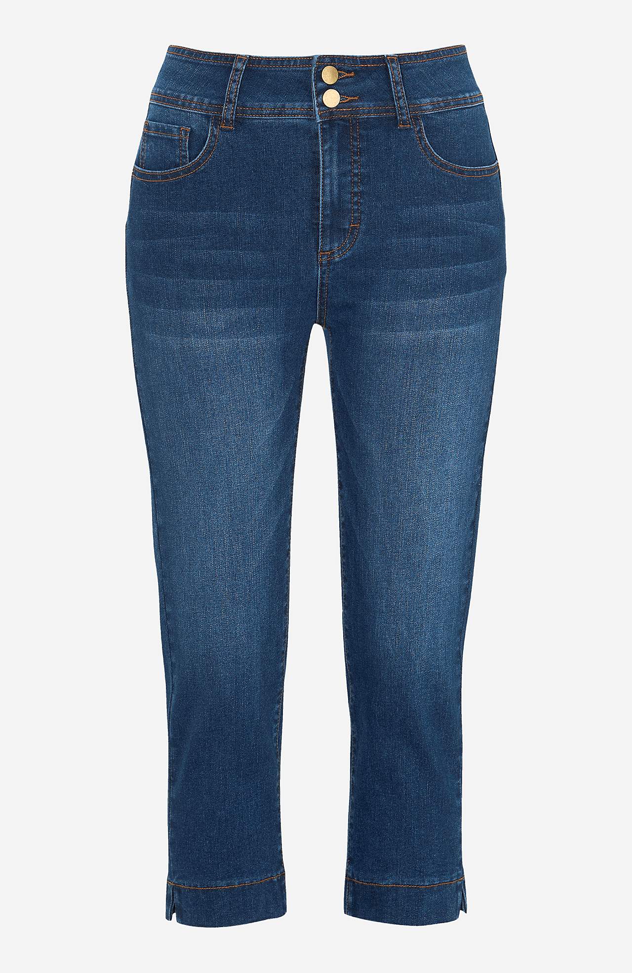 Stretchy crop jeans with shaping effect
