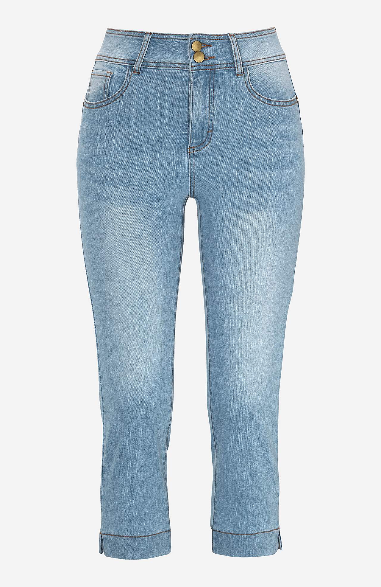 Stretchy crop jeans with shaping effect