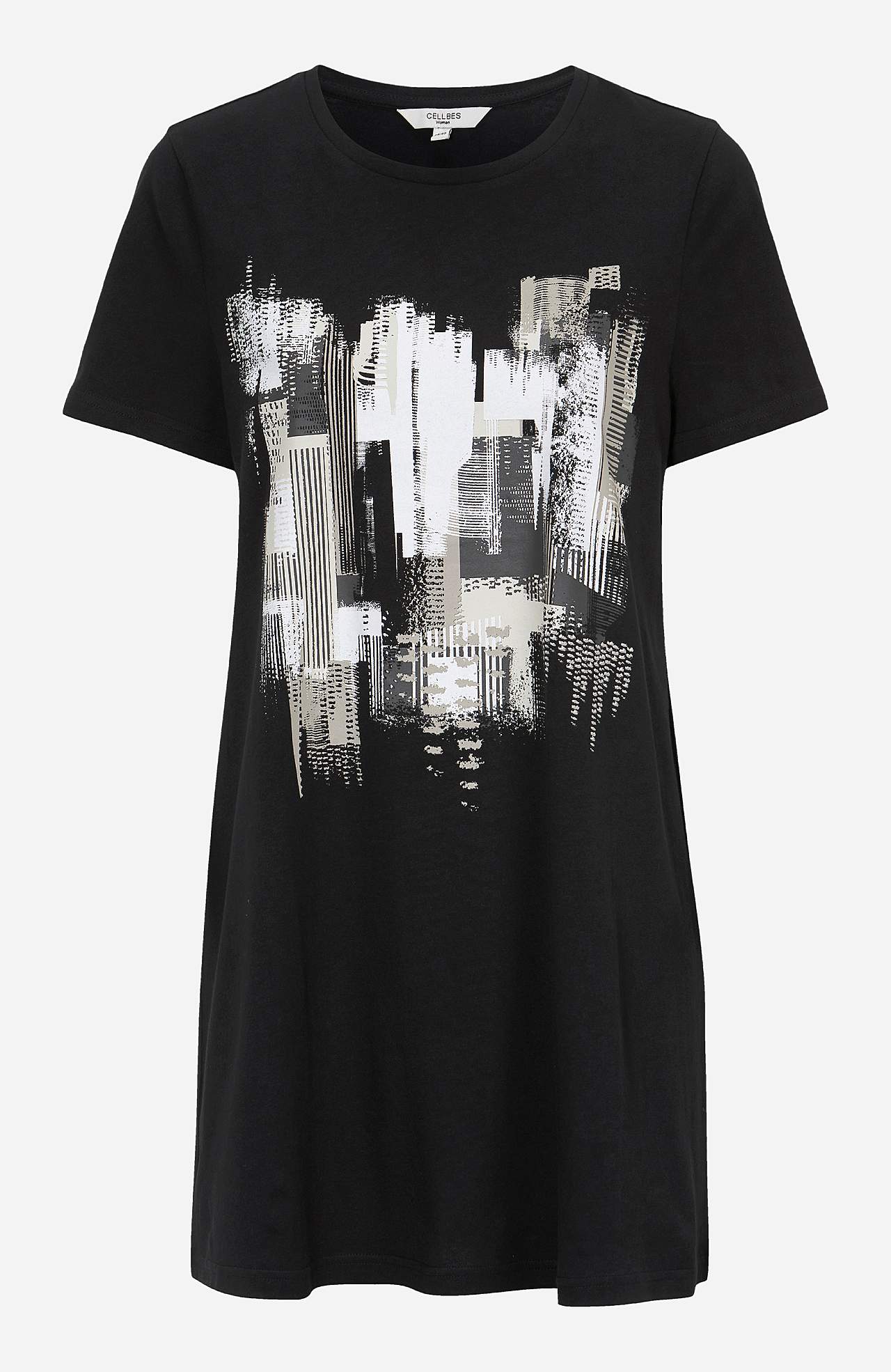 Short-sleeved jersey tuniq with print