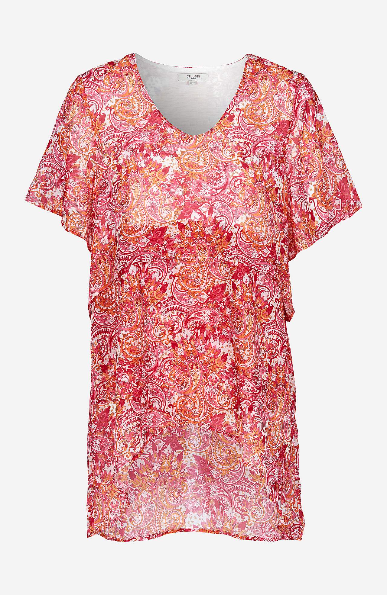 Chiffon tunic with a paisley pattern