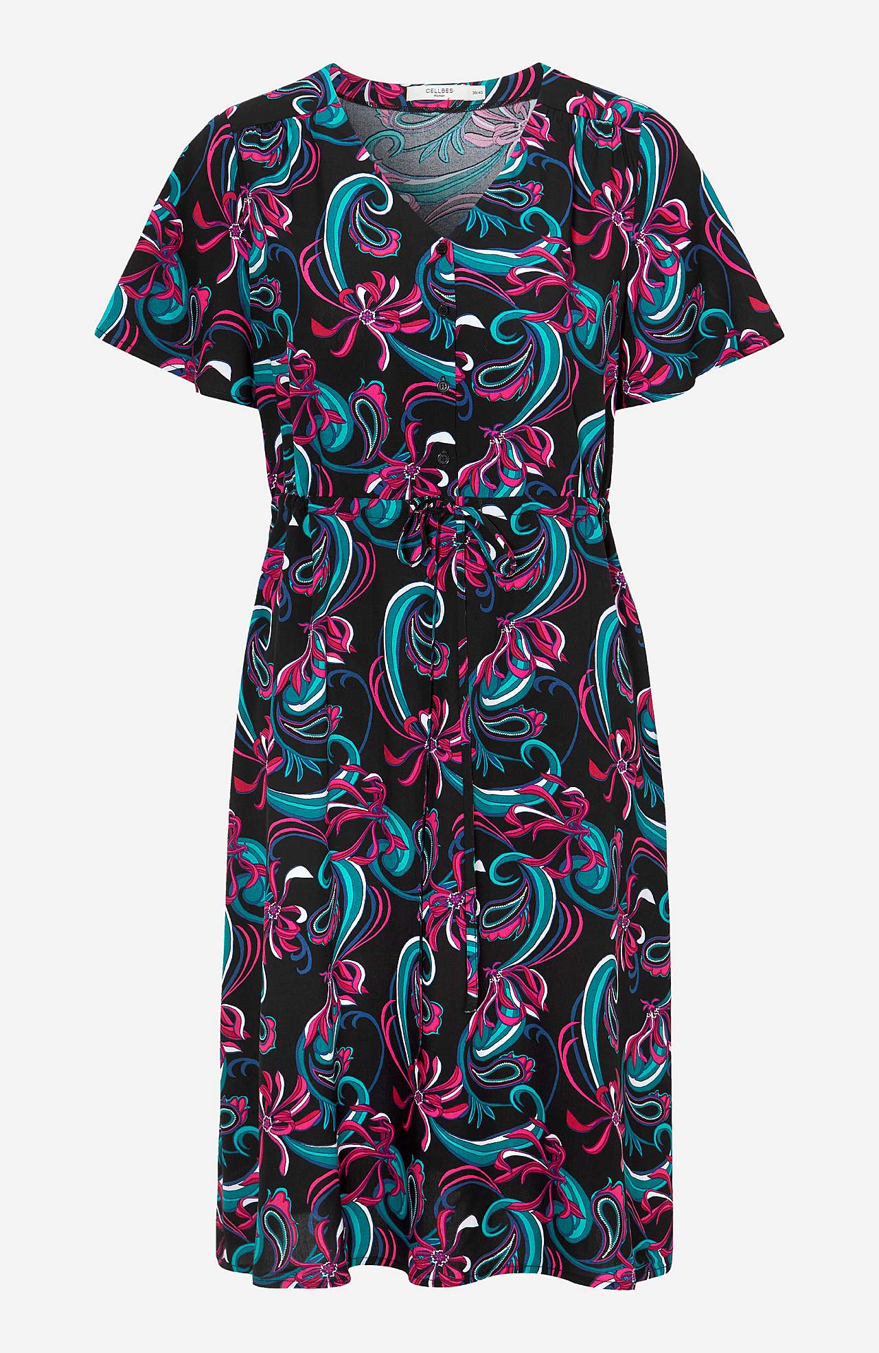 Patterned viscose dress with short sleeves Jennifer
