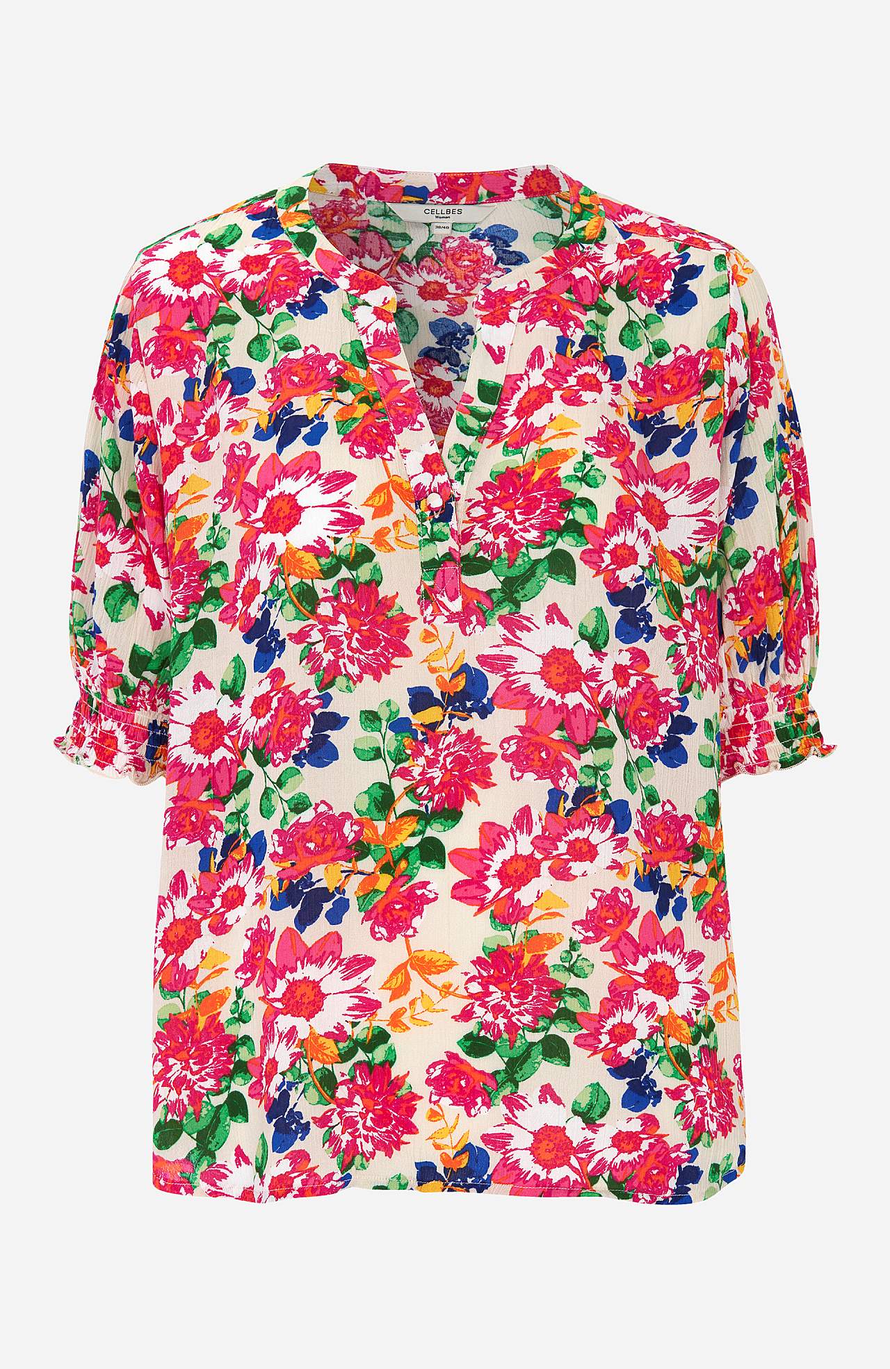 Crepe blouse with smocking Mia