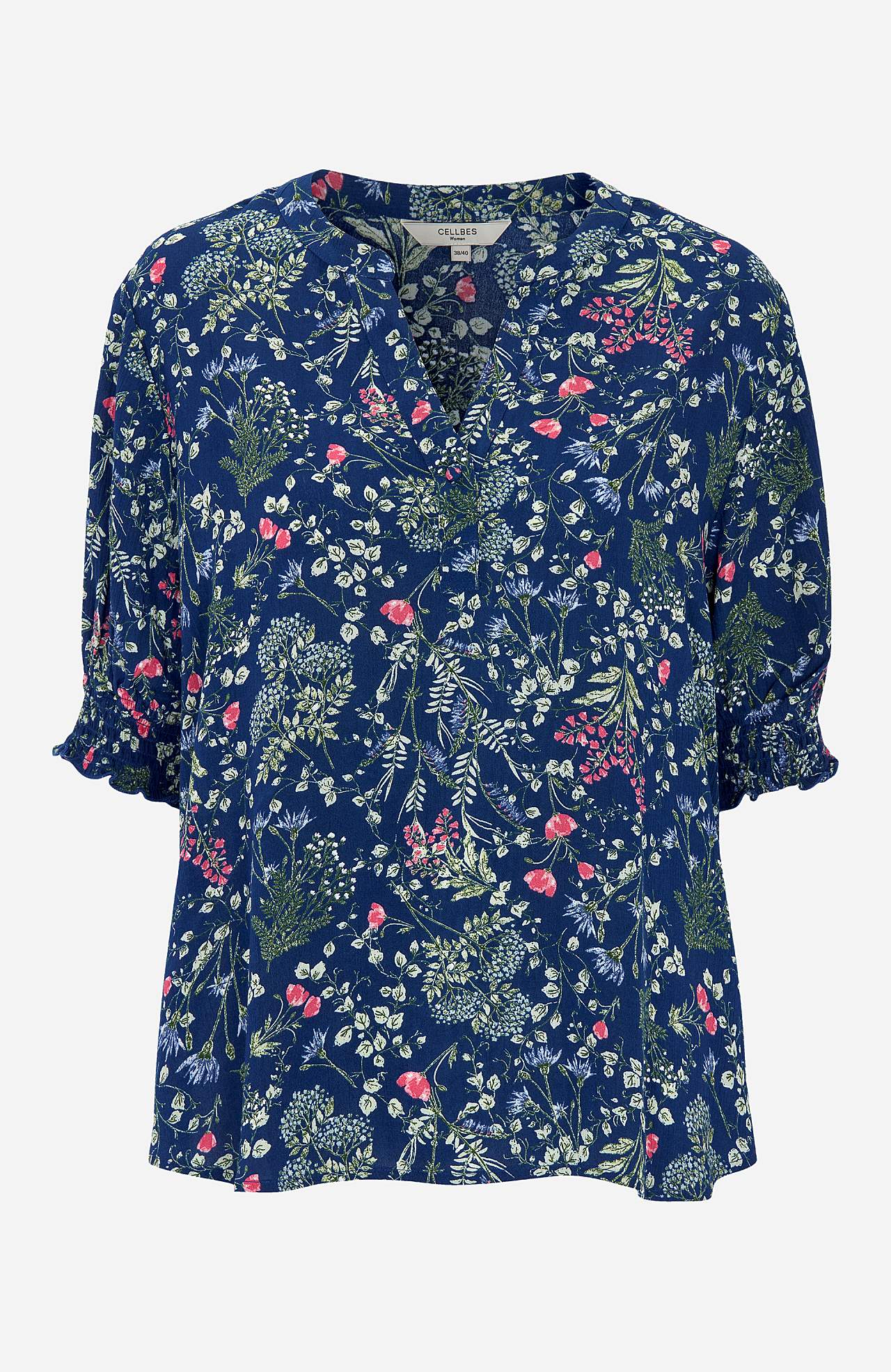 Crepe blouse with smocking Mia