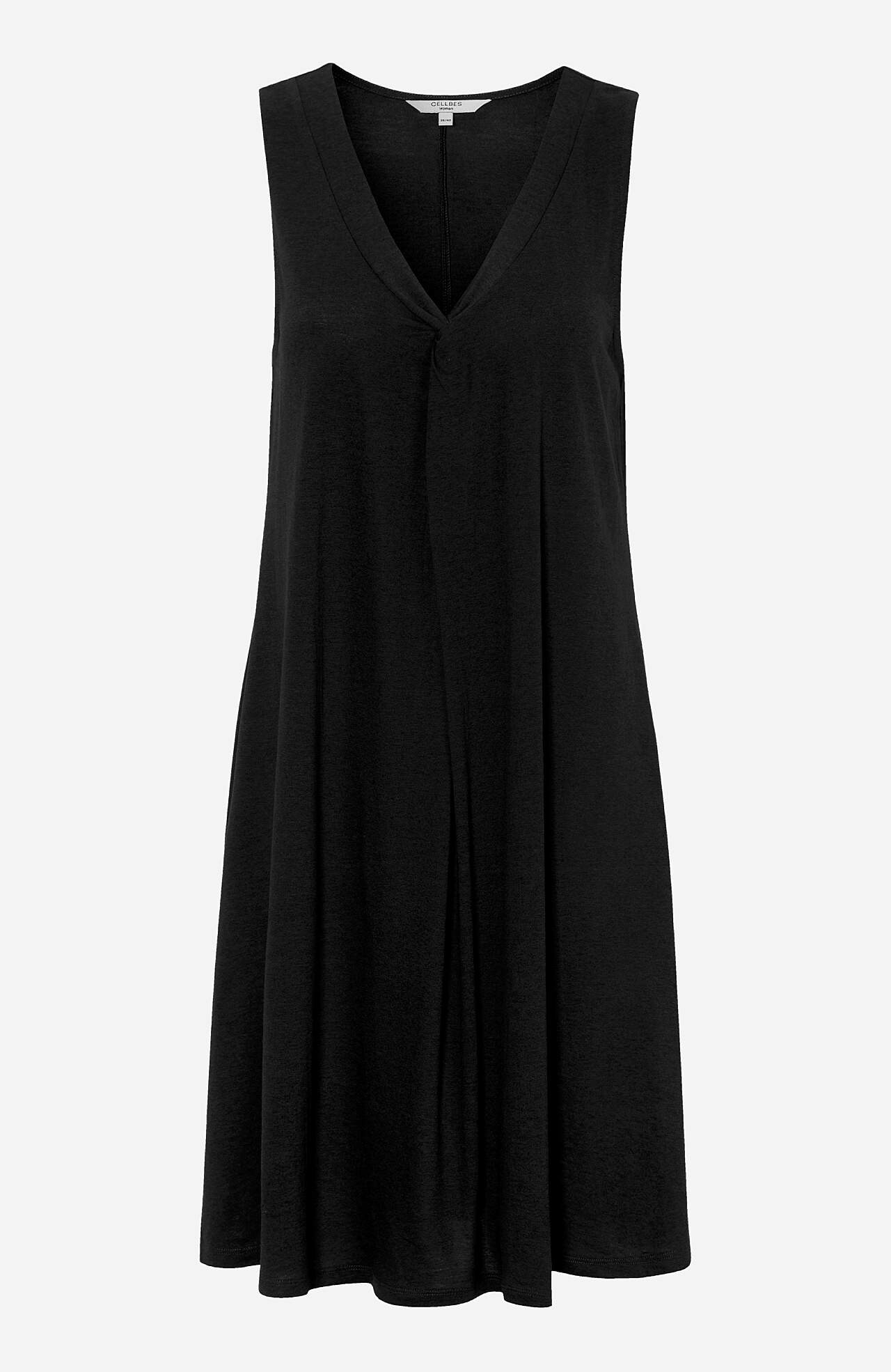 V-neck, sleeveless jersey dress