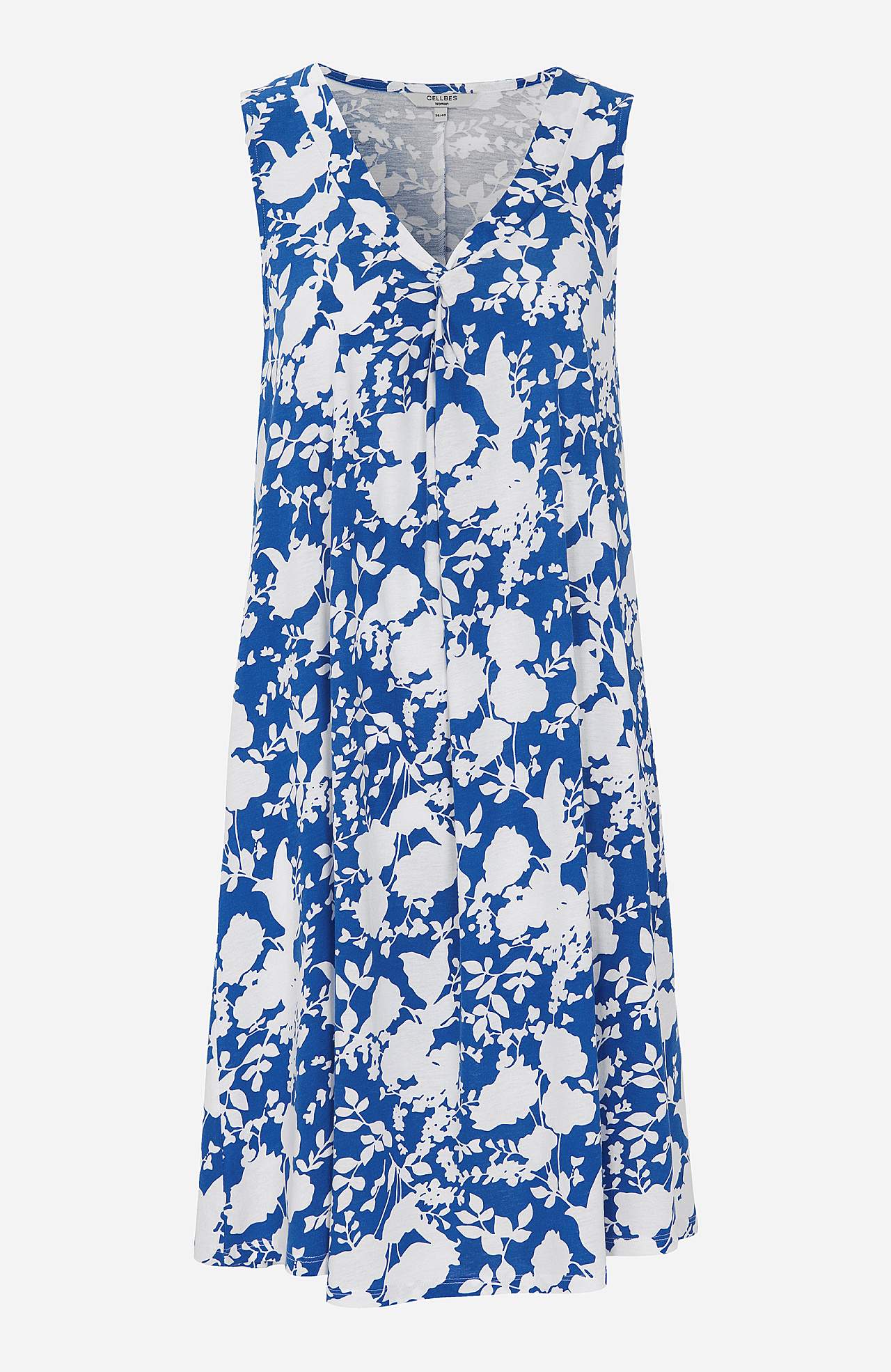 V-neck, sleeveless jersey dress