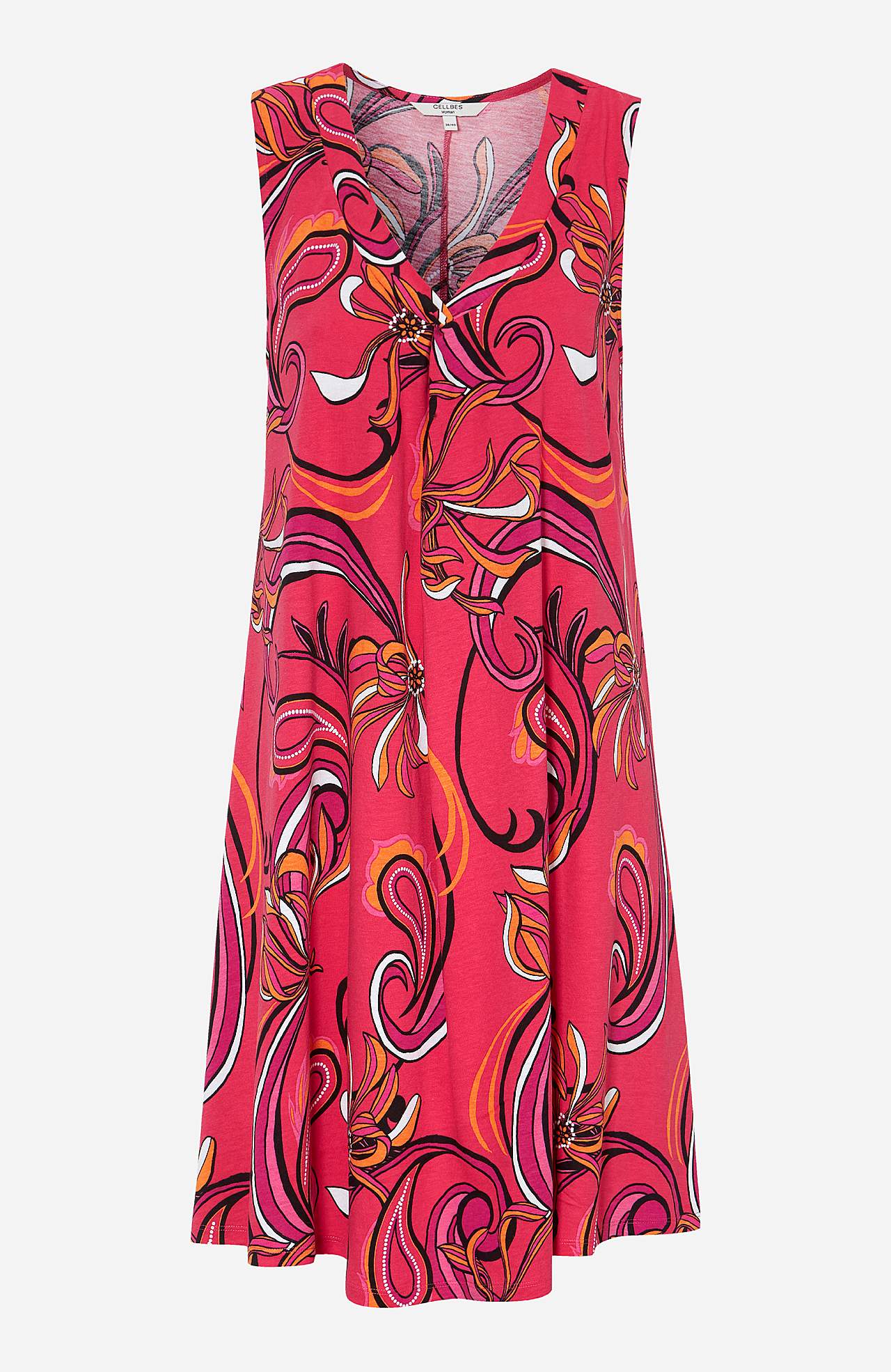 V-neck, sleeveless jersey dress