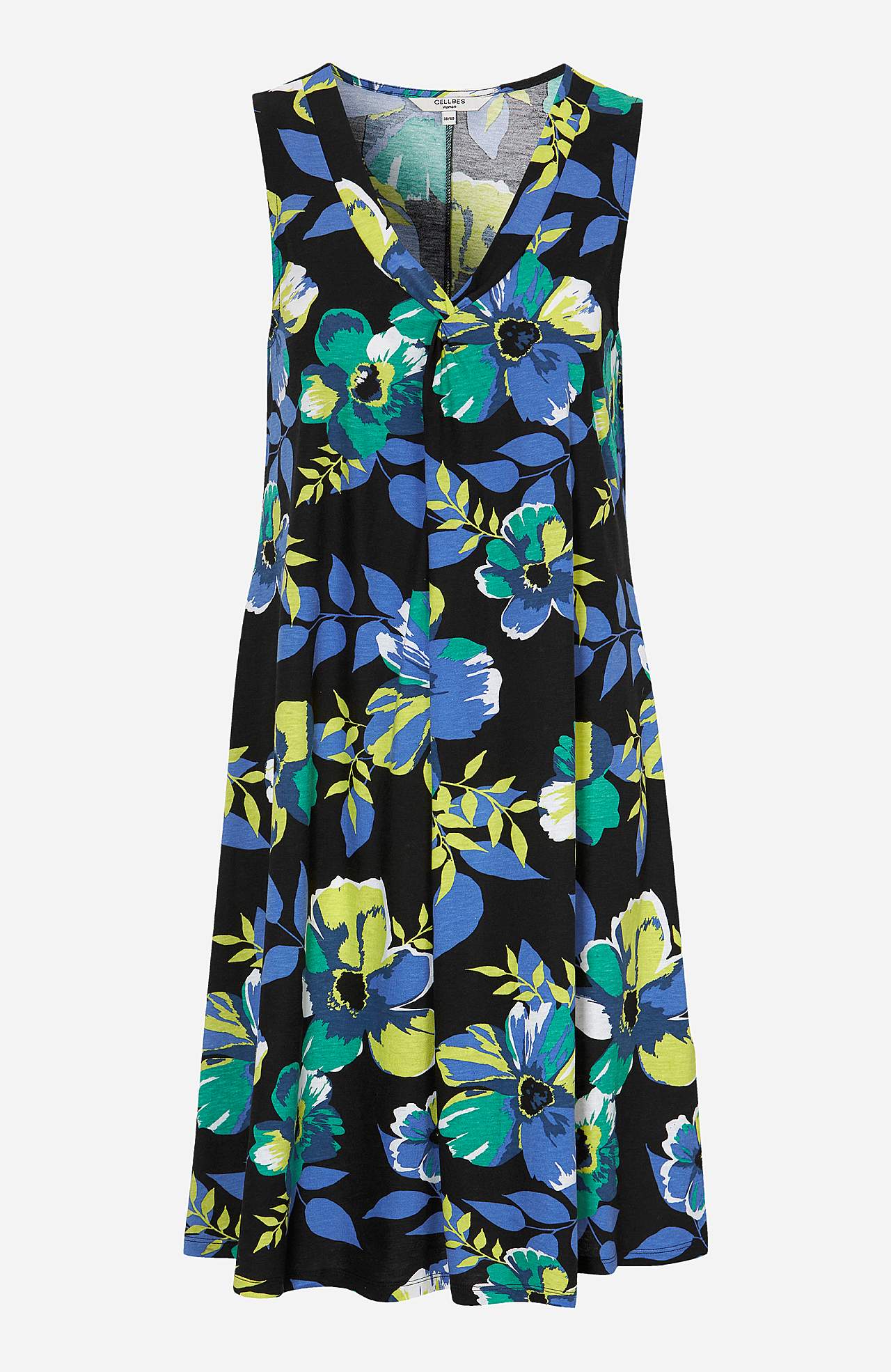 V-neck, sleeveless jersey dress
