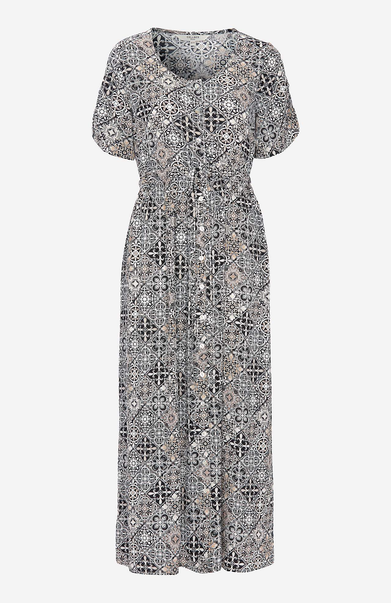 Crepe dress with tie band at the waist