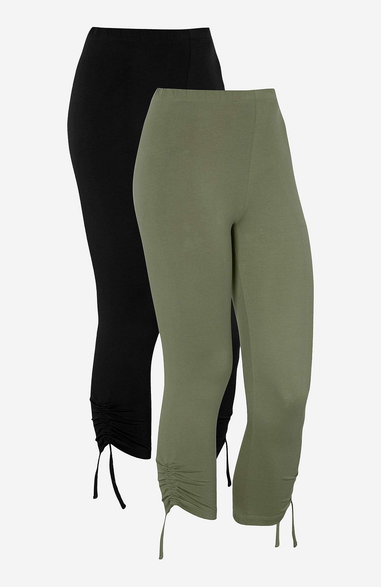 Capri leggings with drawstring at the leg ends Astrid 2-pack