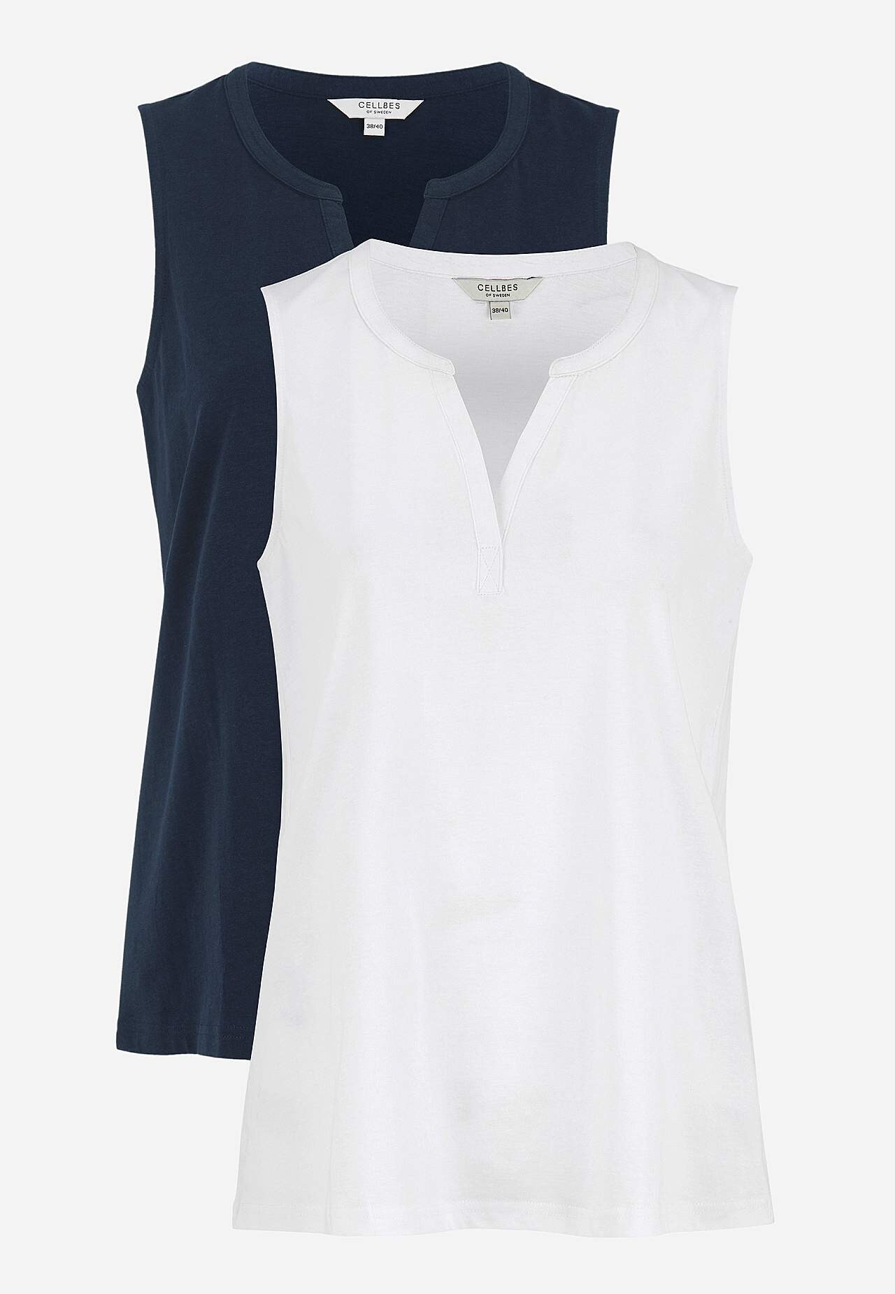 Sleeveless top in organic cotton 2-pack