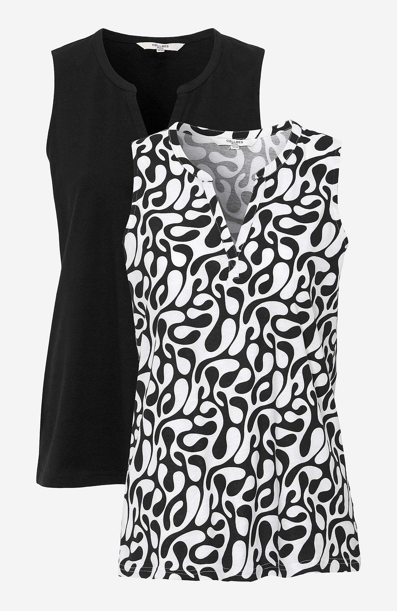 Sleeveless top in organic cotton 2-pack