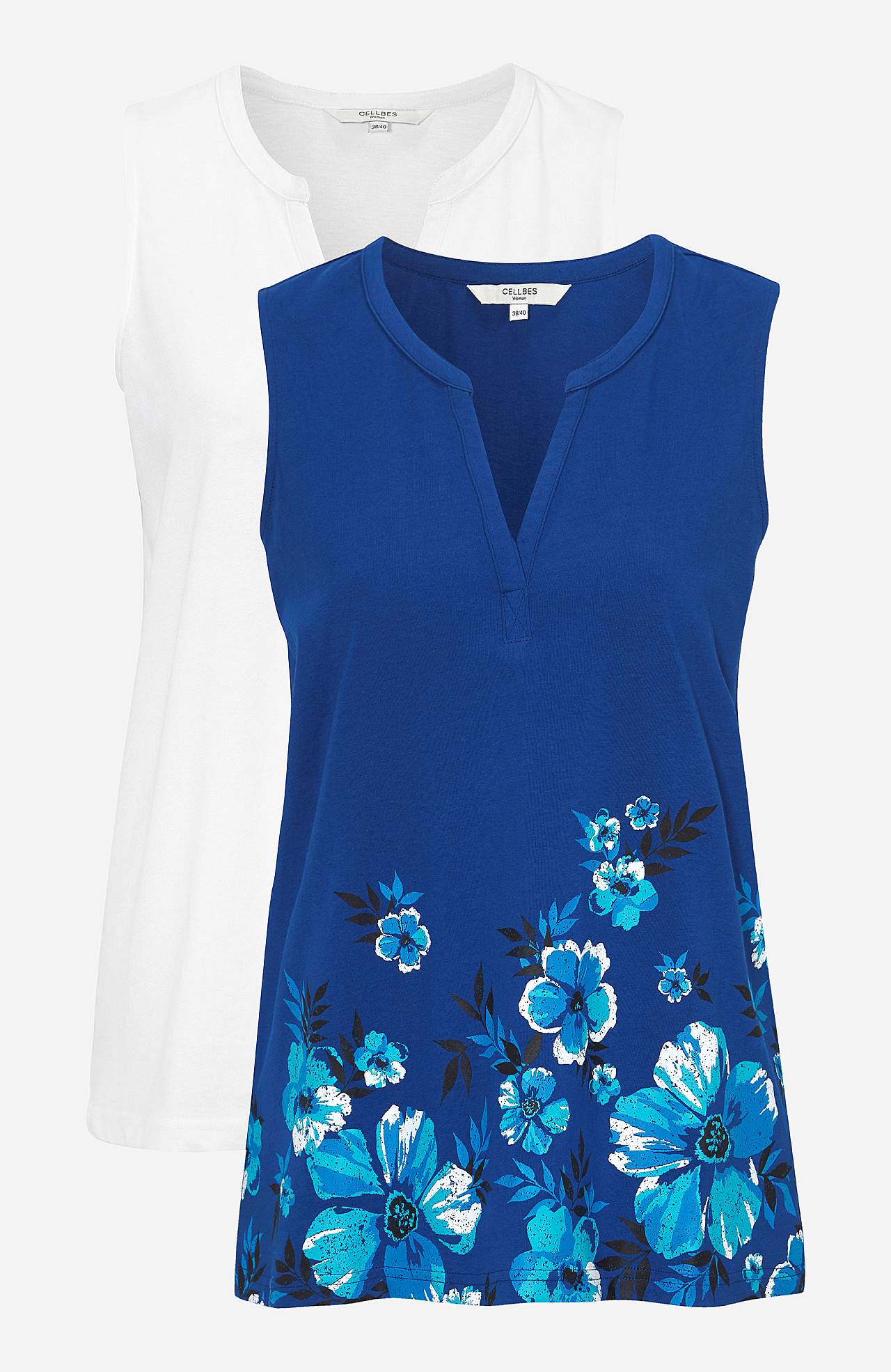Sleeveless top in organic cotton 2-pack