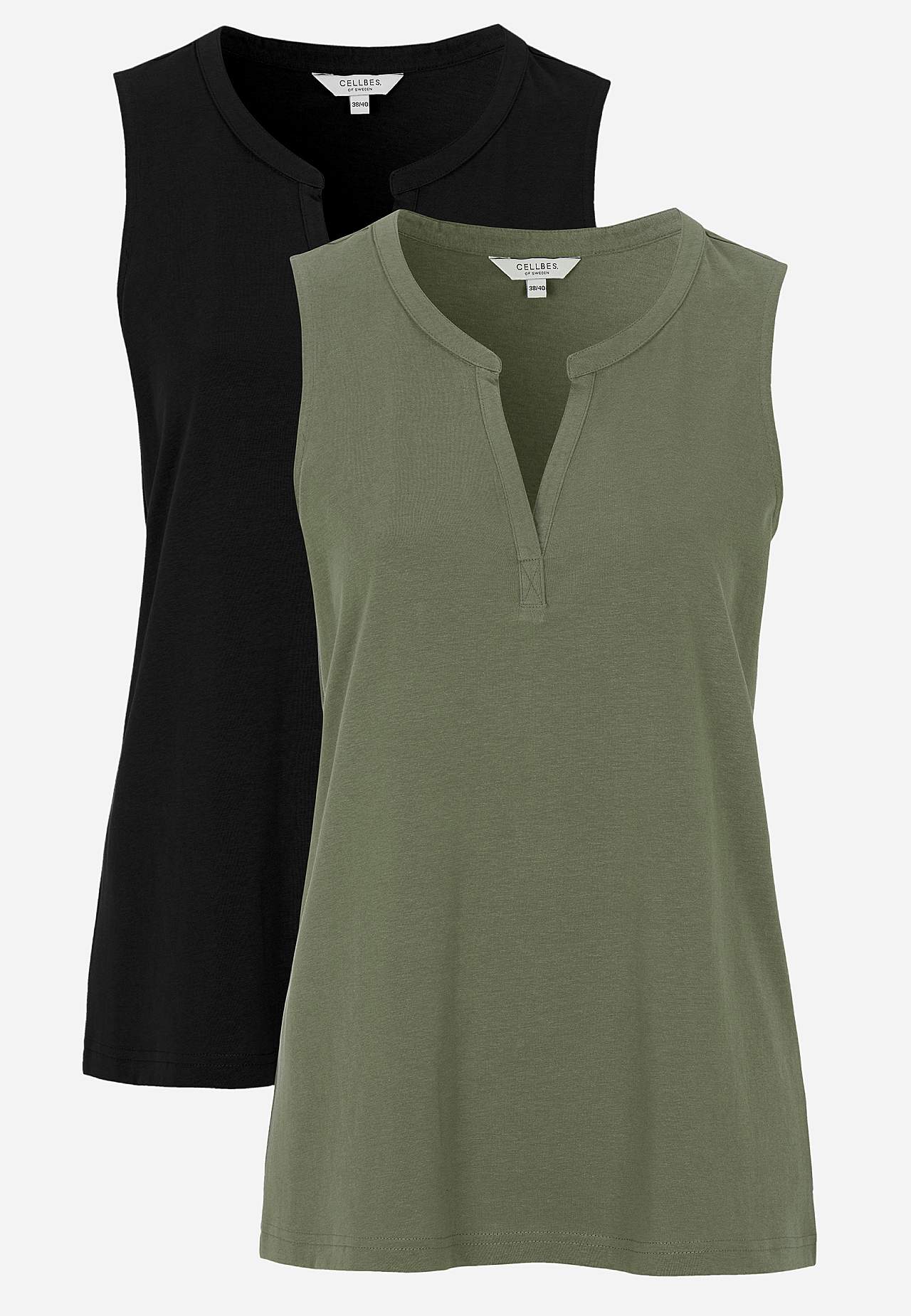 Sleeveless top in organic cotton 2-pack