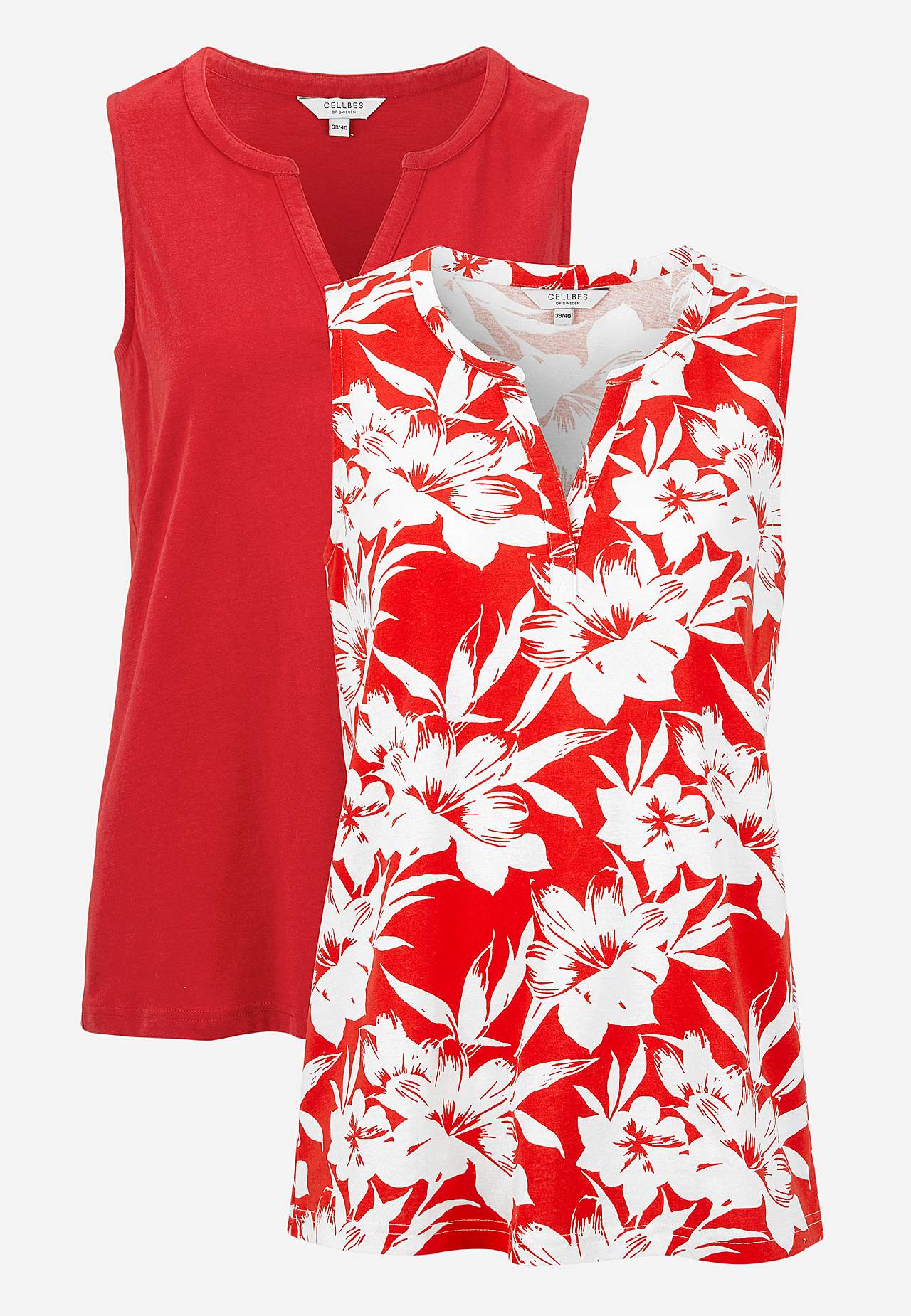 Sleeveless top in organic cotton 2-pack