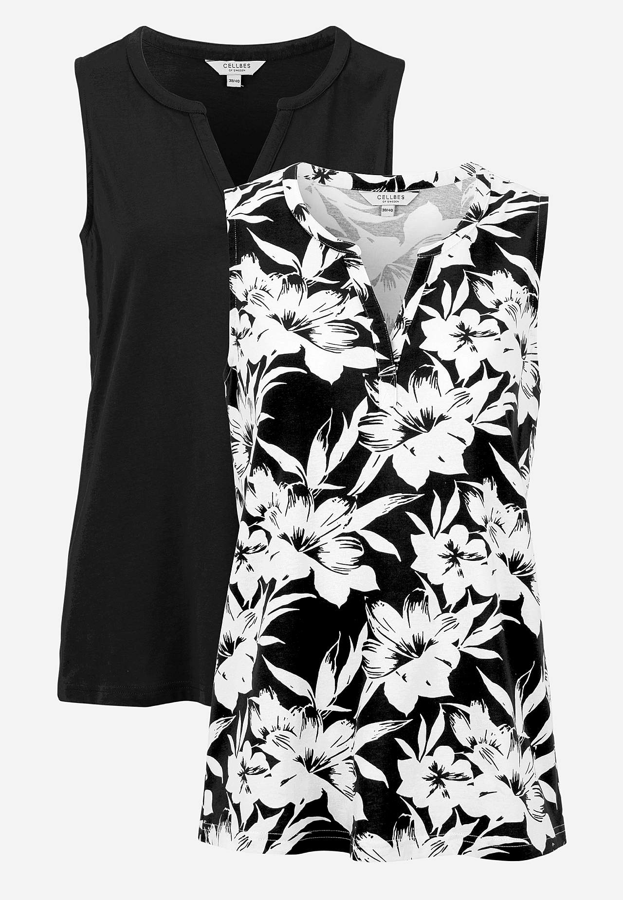 Sleeveless top in organic cotton 2-pack
