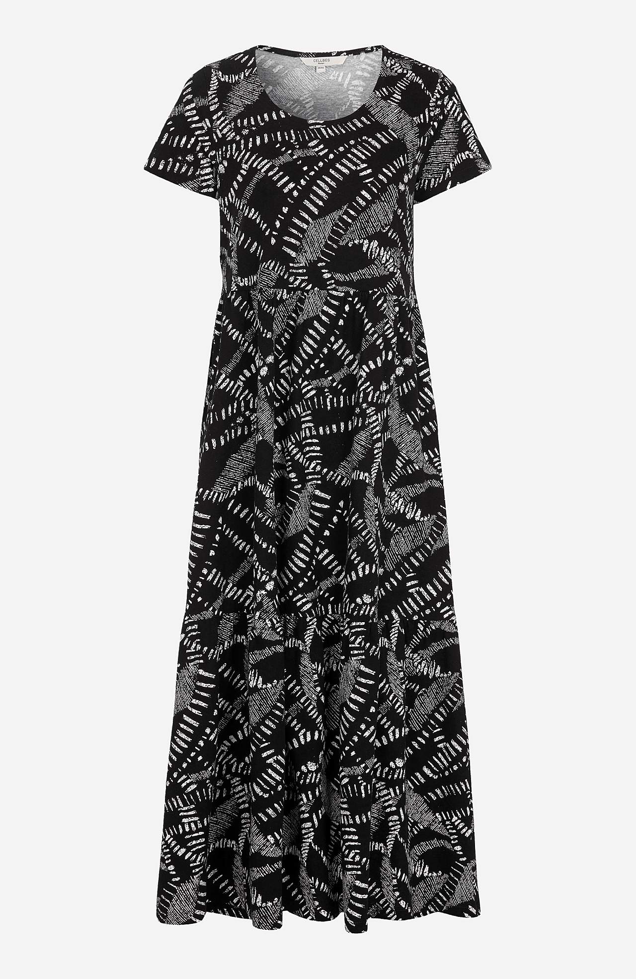 Patterned jersey dress with frill