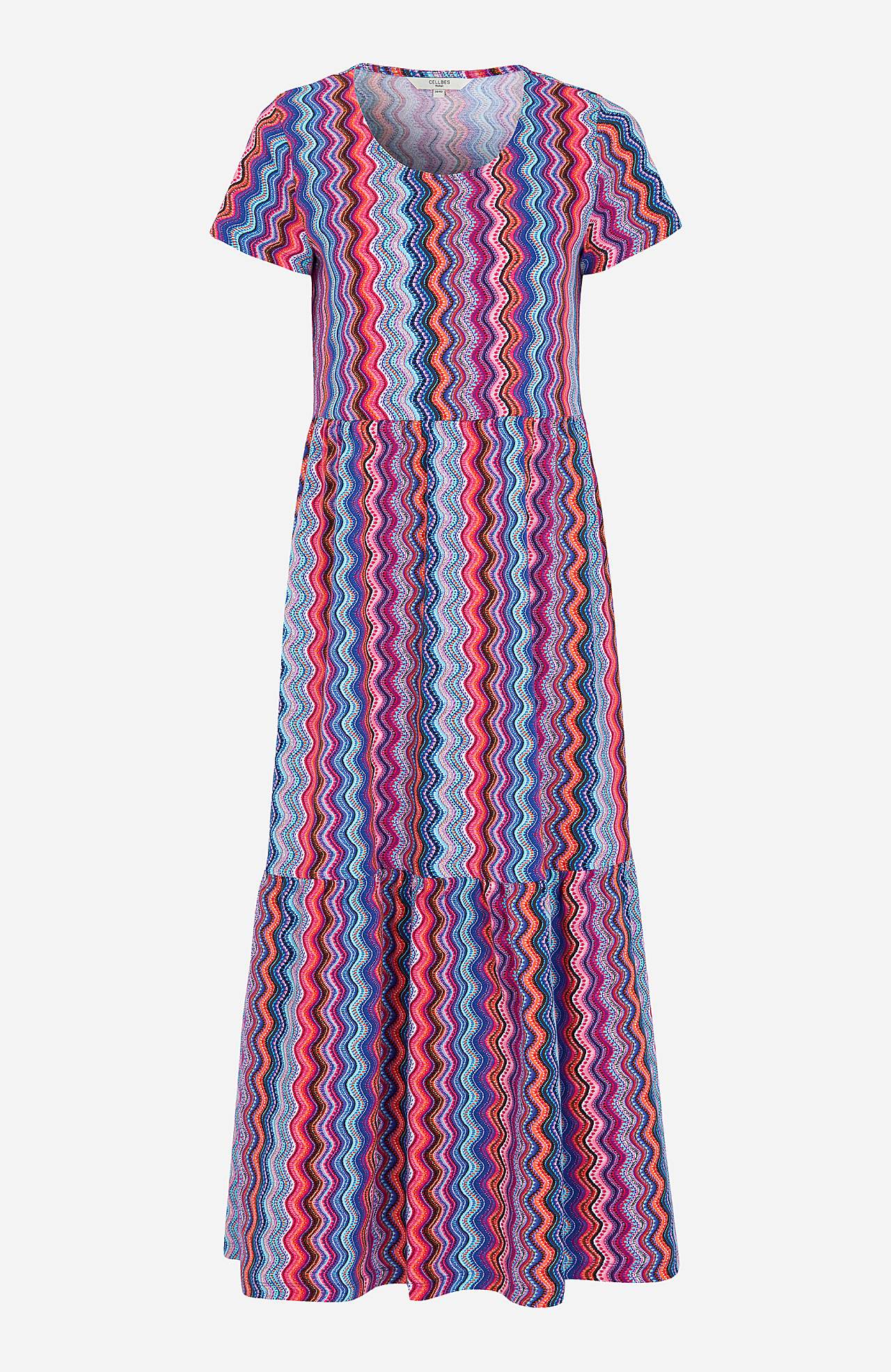 Patterned jersey dress with frill