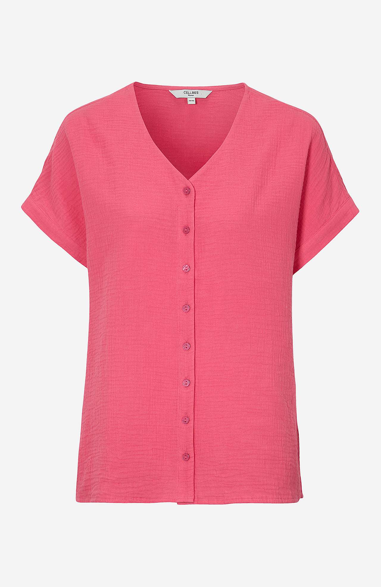 Buttoned through blouse in cotton gauze