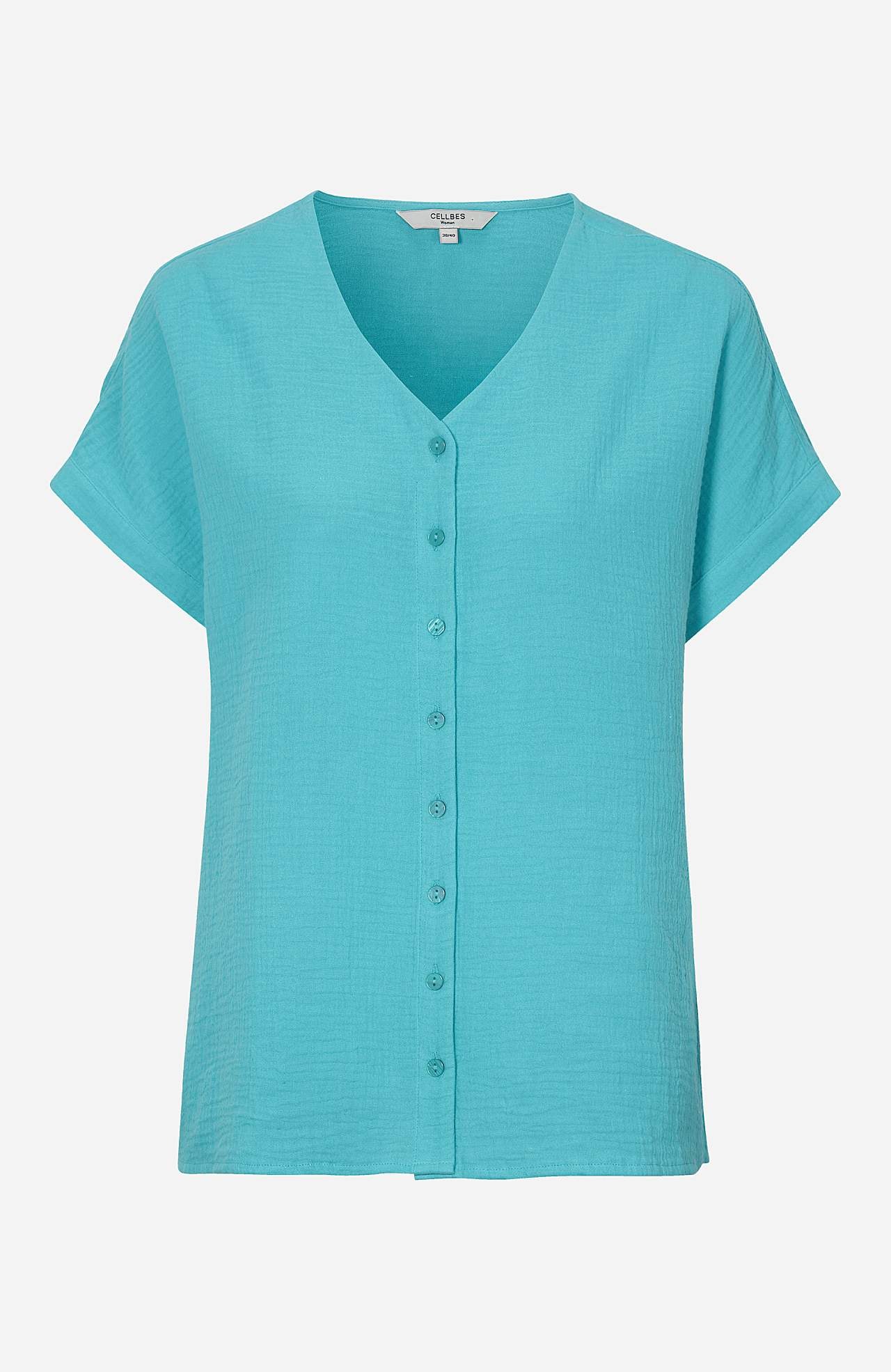 Buttoned through blouse in cotton gauze