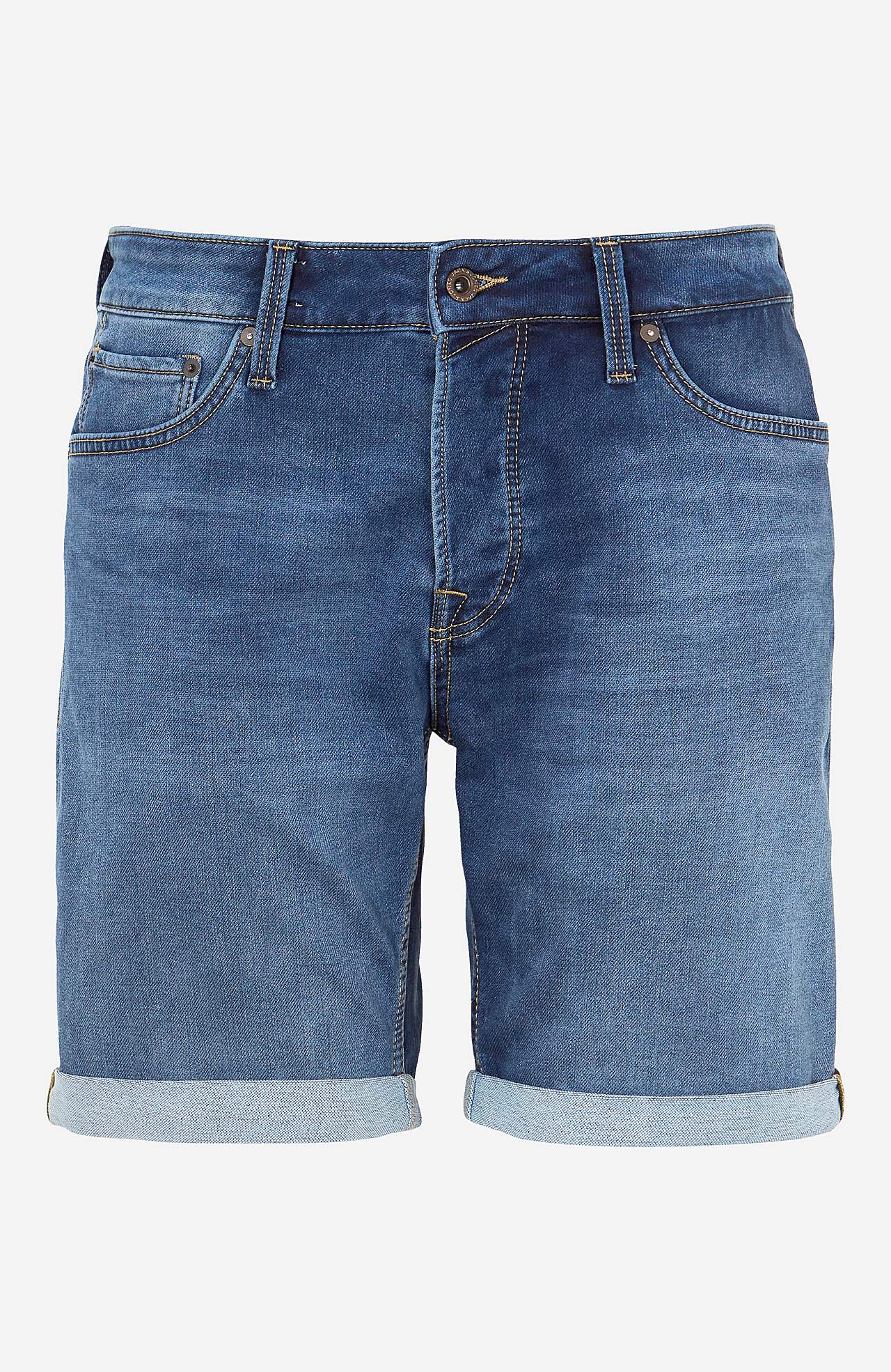 Medium blåe, superstretch jeans-shorts