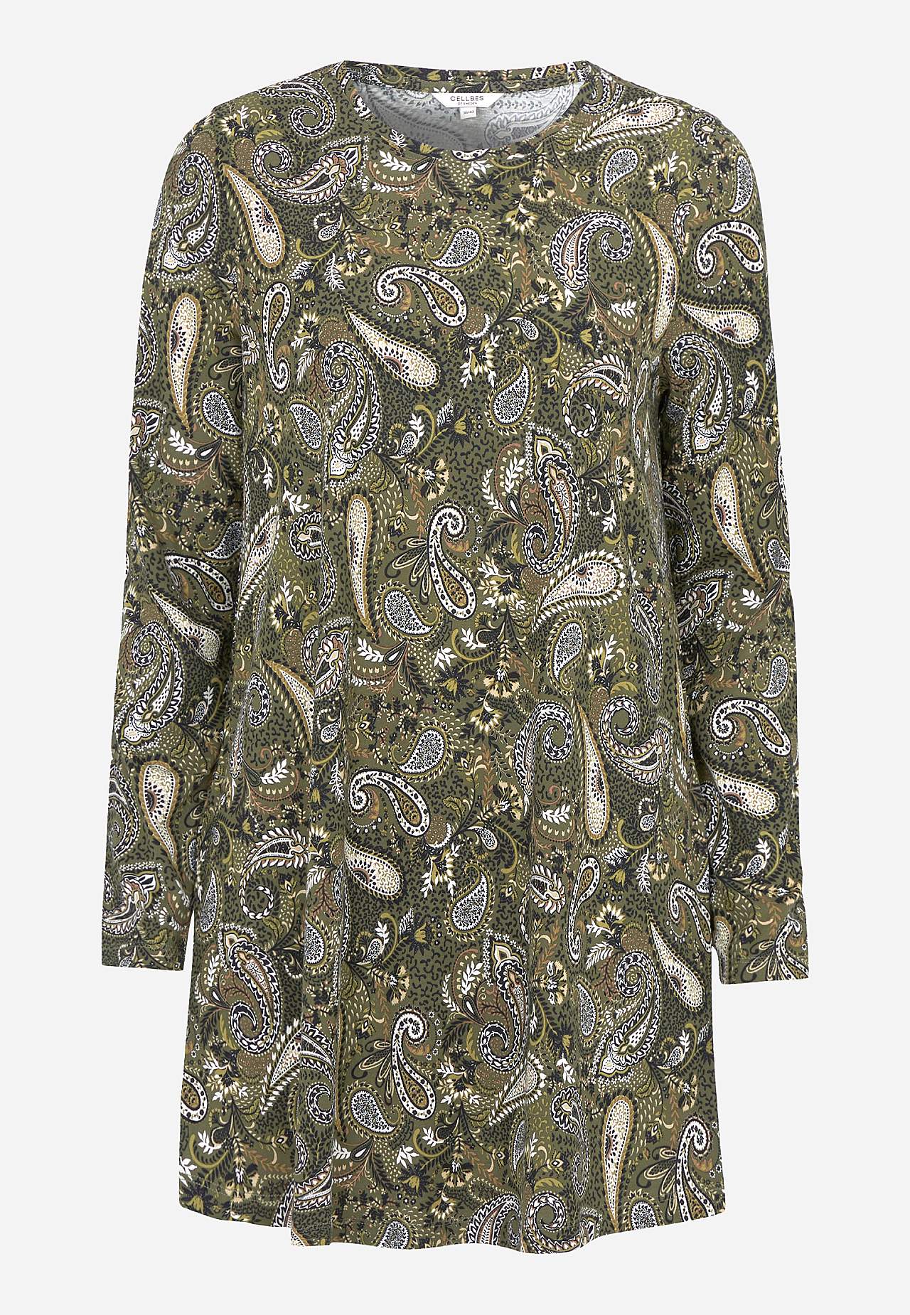 Patterned jersey tuniq with long sleeves