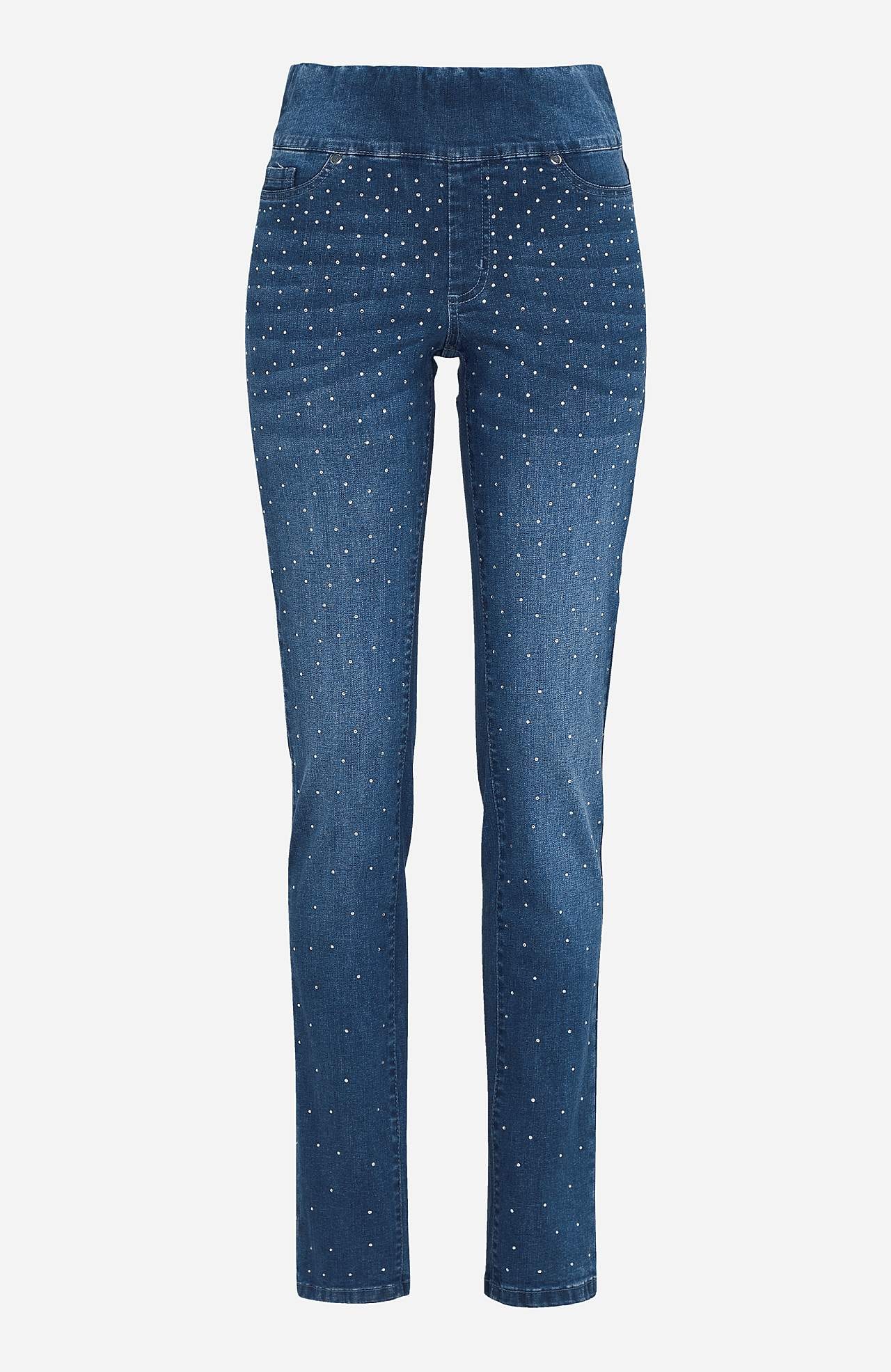 Stretchy jeggings with rhinestone details