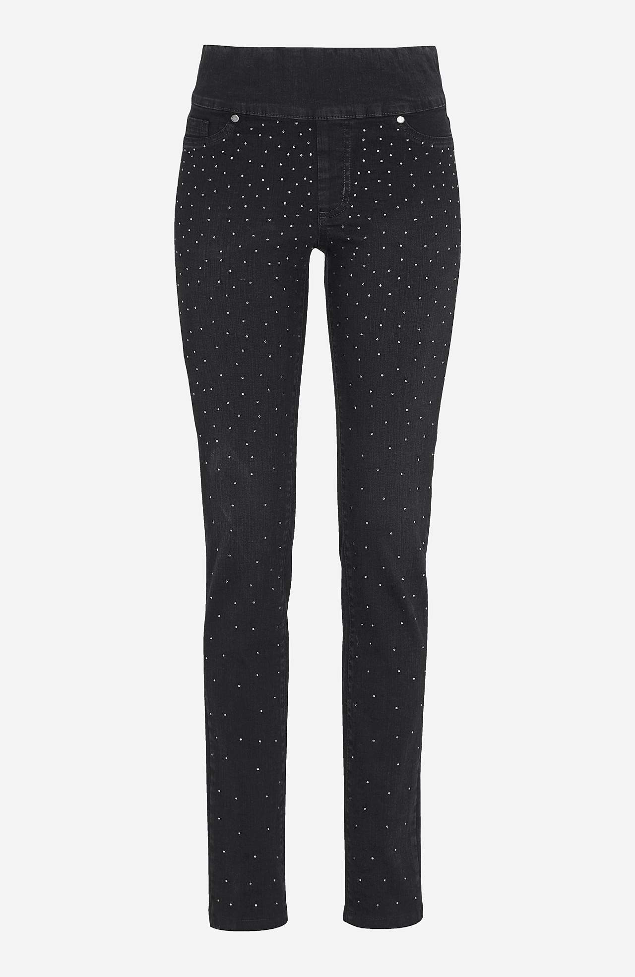 Stretchy jeggings with rhinestone details