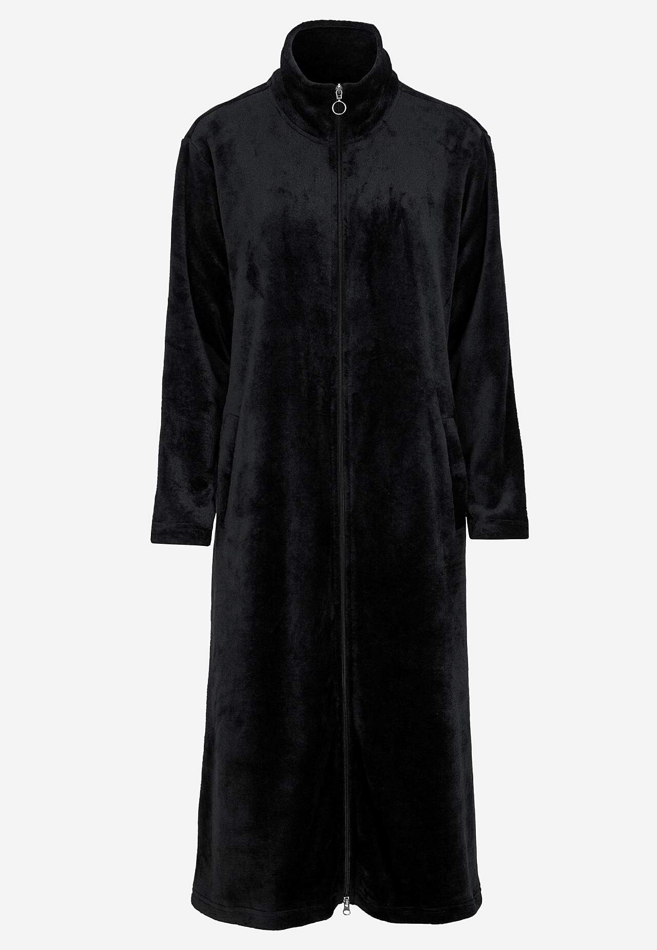 Dressing gown in fleece with side pockets