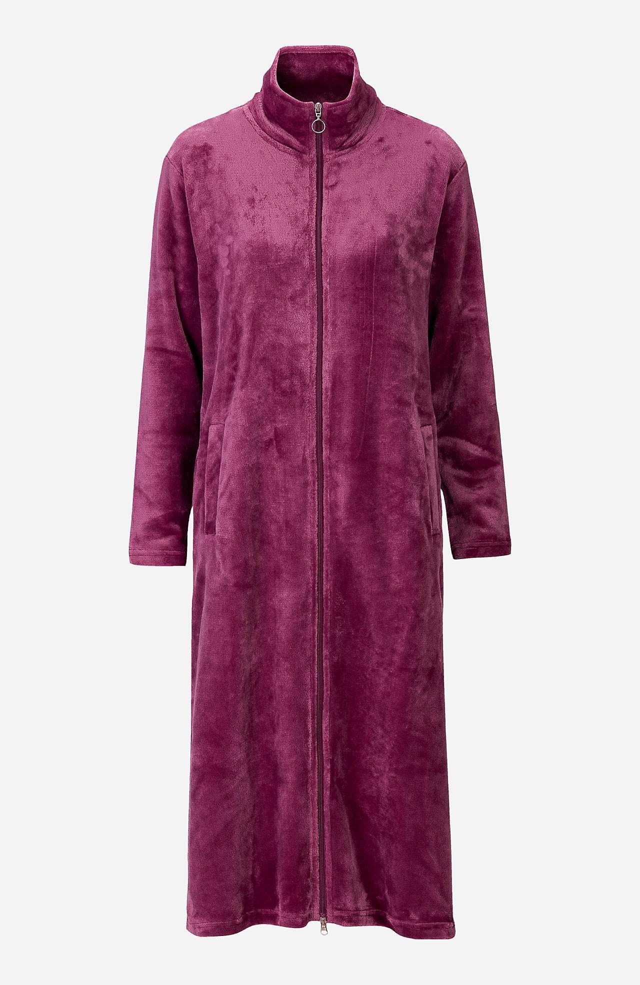 Dressing gown in fleece with side pockets
