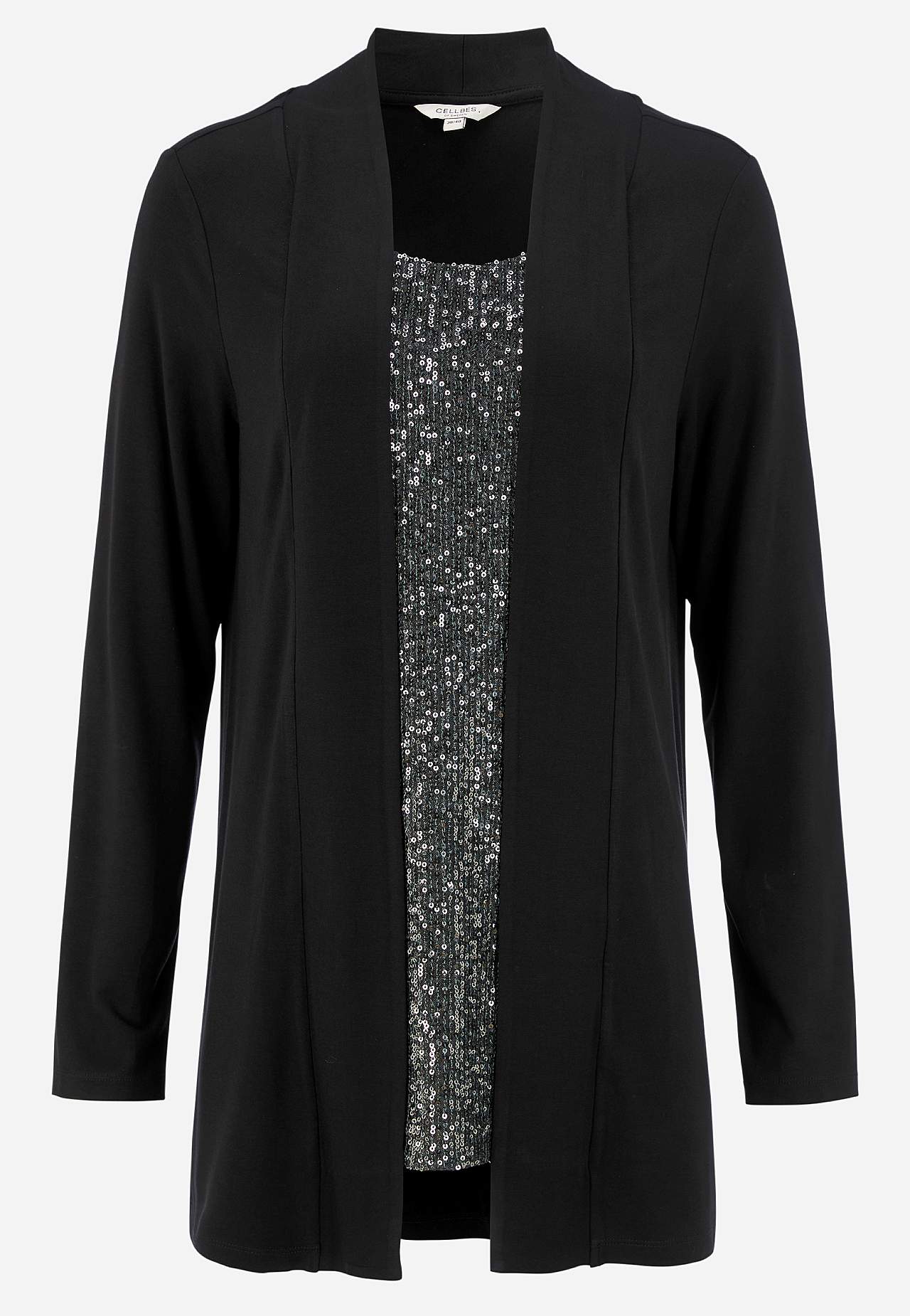 Long-sleeved 2-in-1 top with sequins