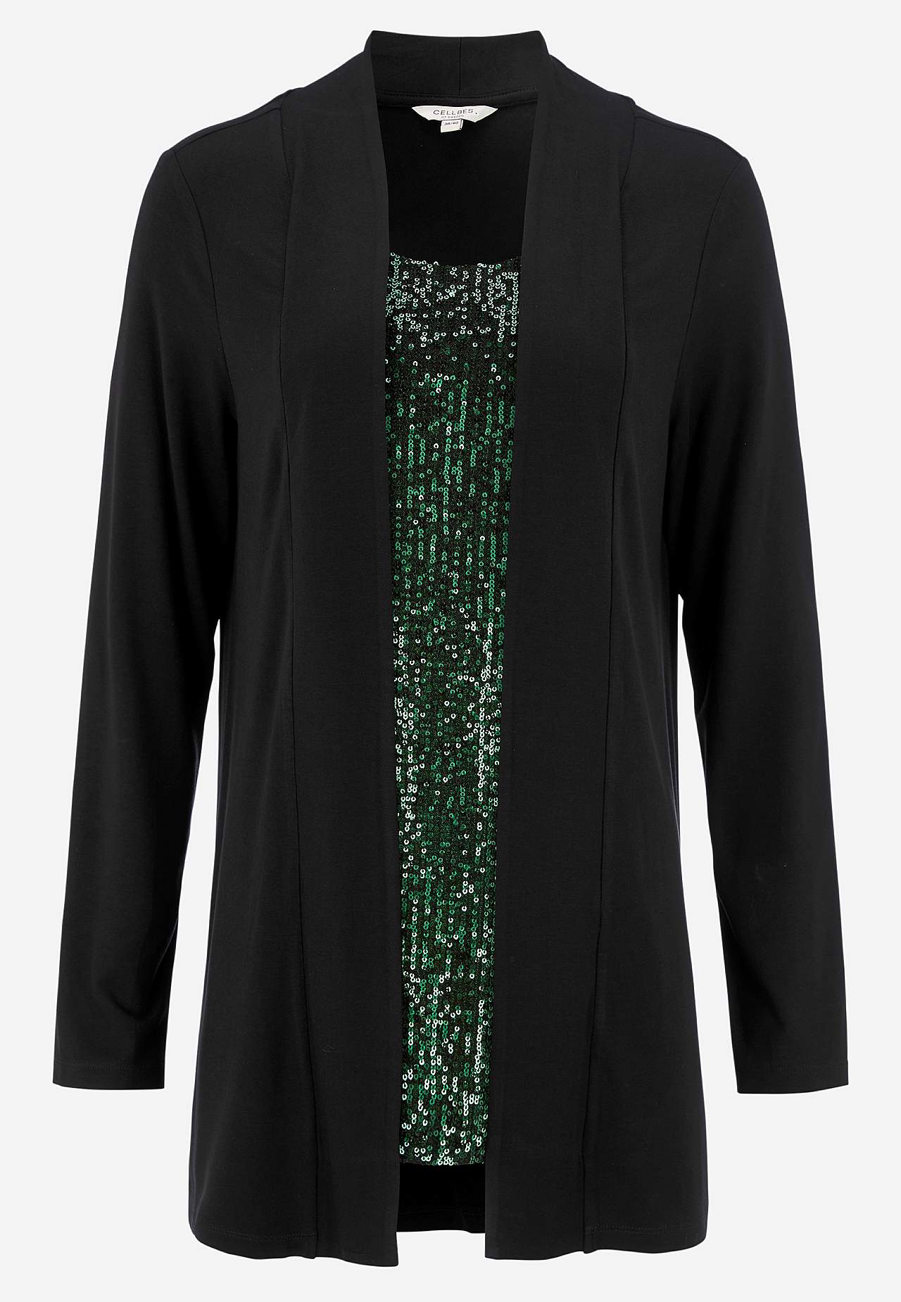 Long-sleeved 2-in-1 top with sequins