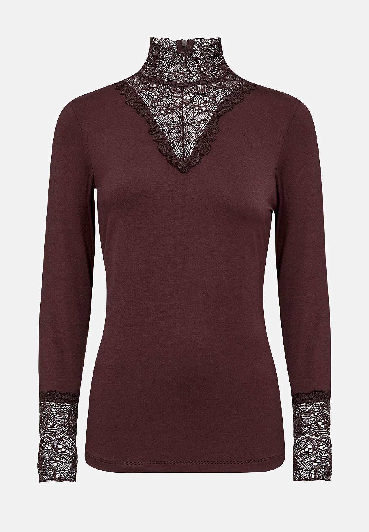 Jerseytop i lyocell med blondedetaljer billede