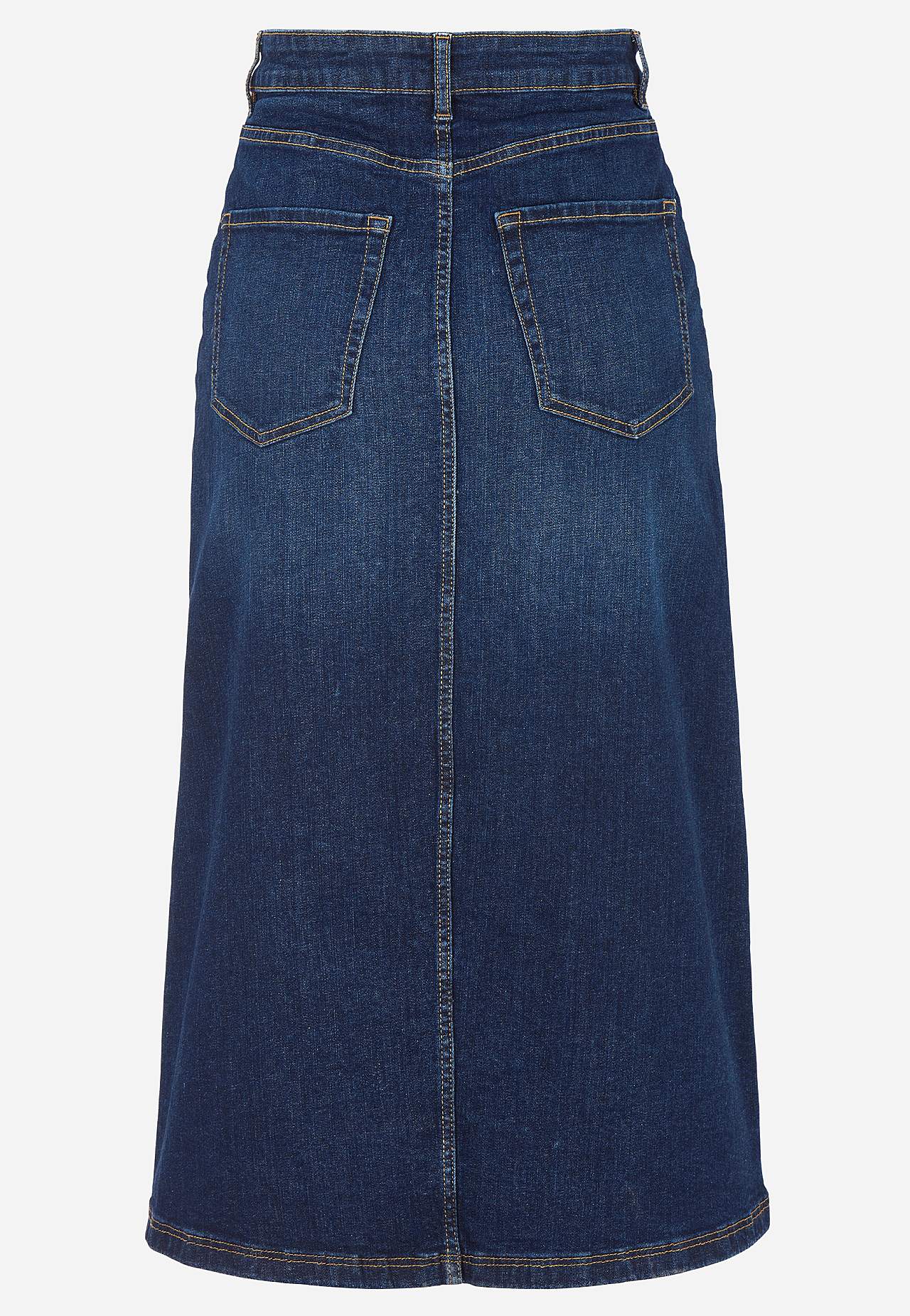 Denim skirt with slit at front