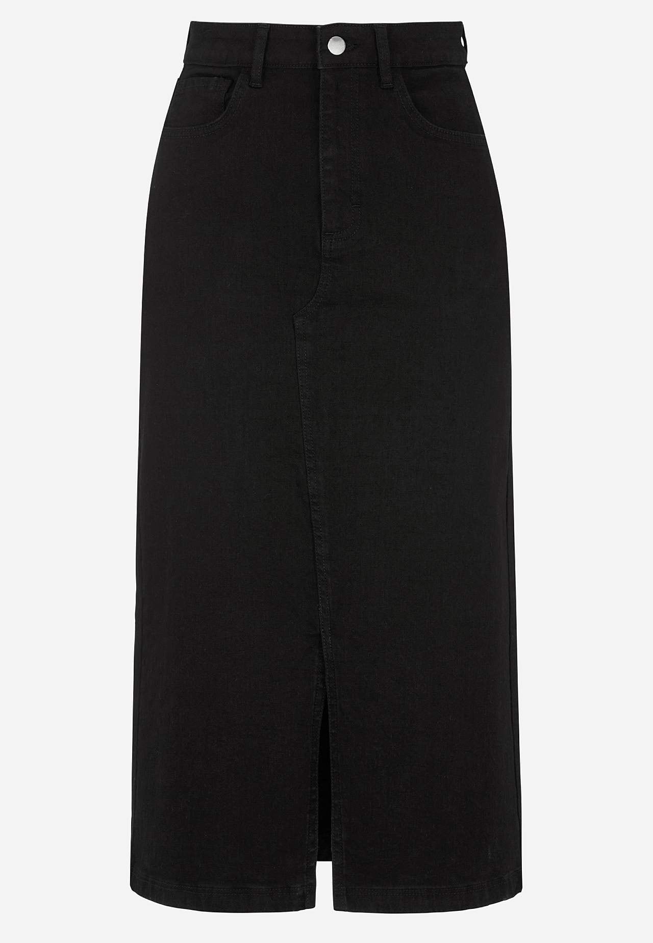 Denim skirt with slit at front
