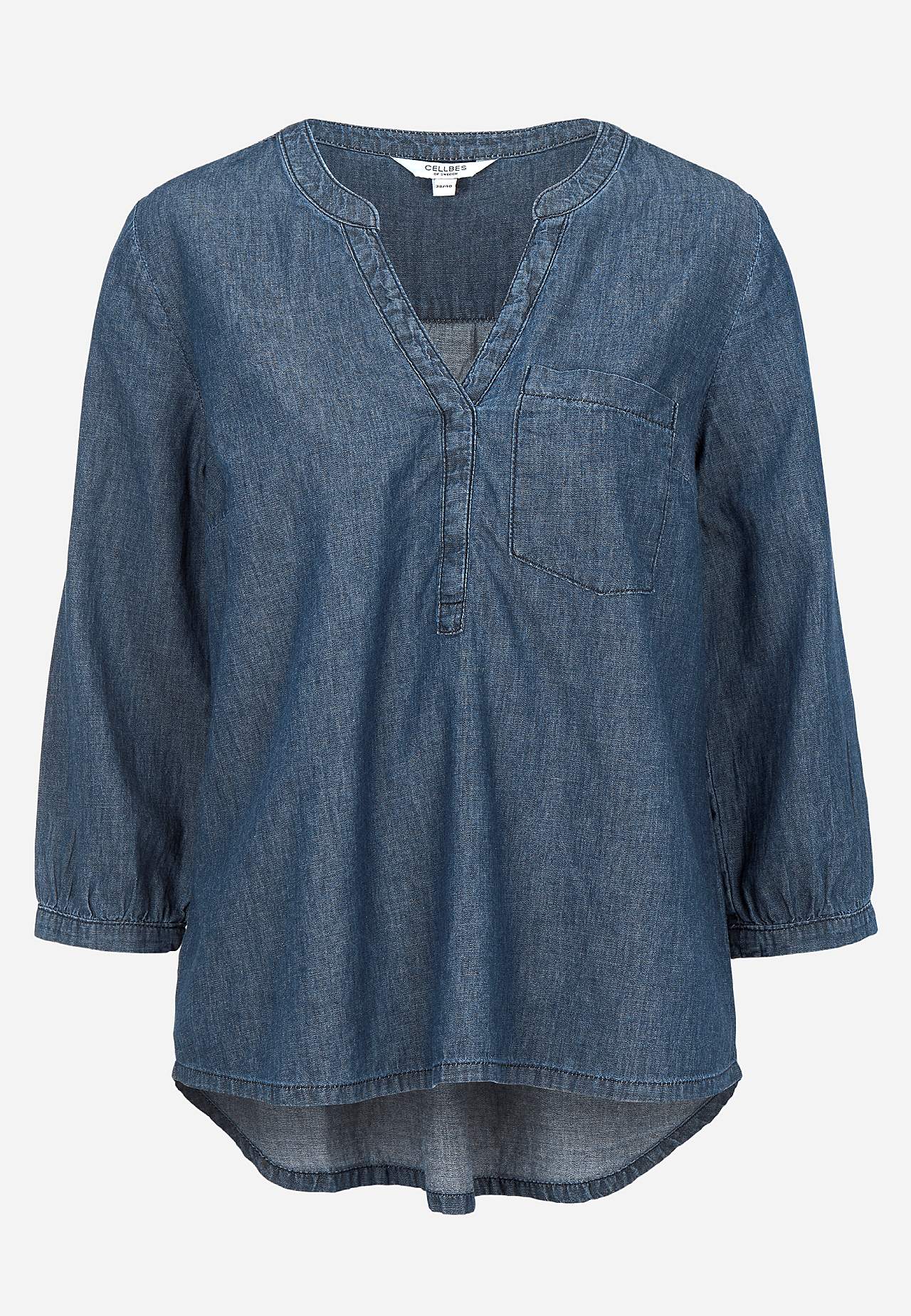 Denim blouse with chest pocket