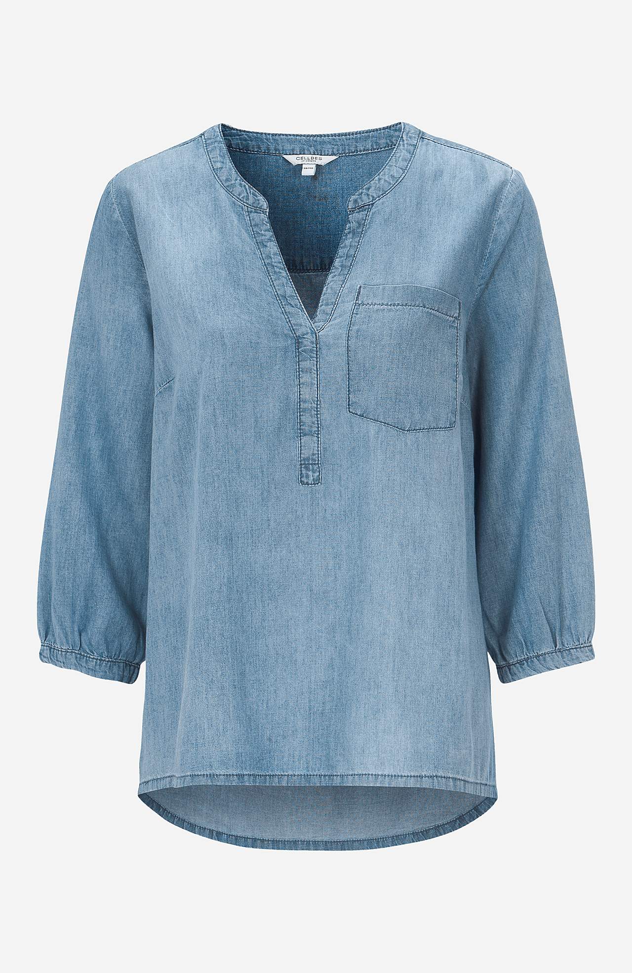 Denim blouse with chest pocket