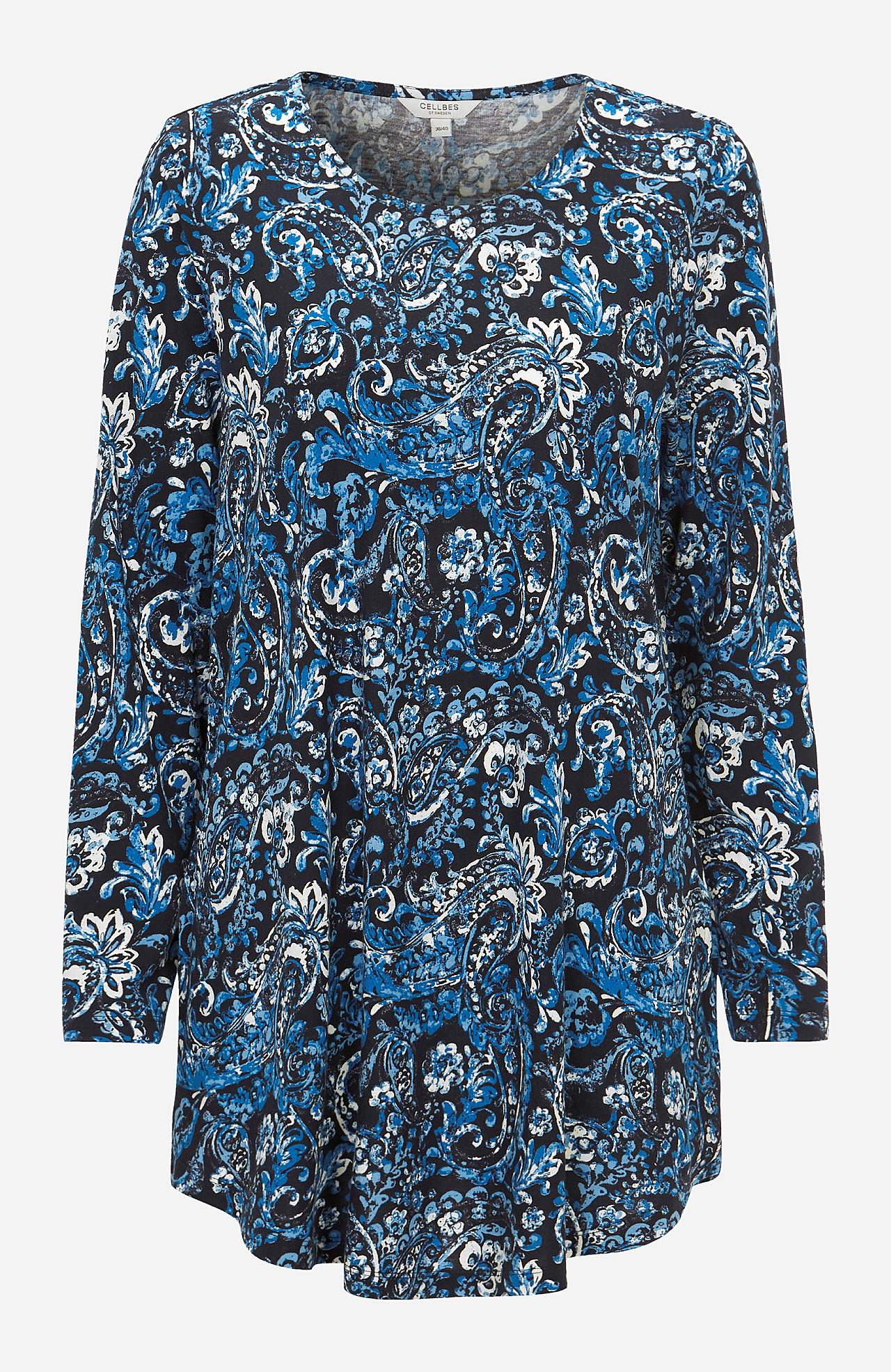 Patterned jersey tuniq with long sleeves