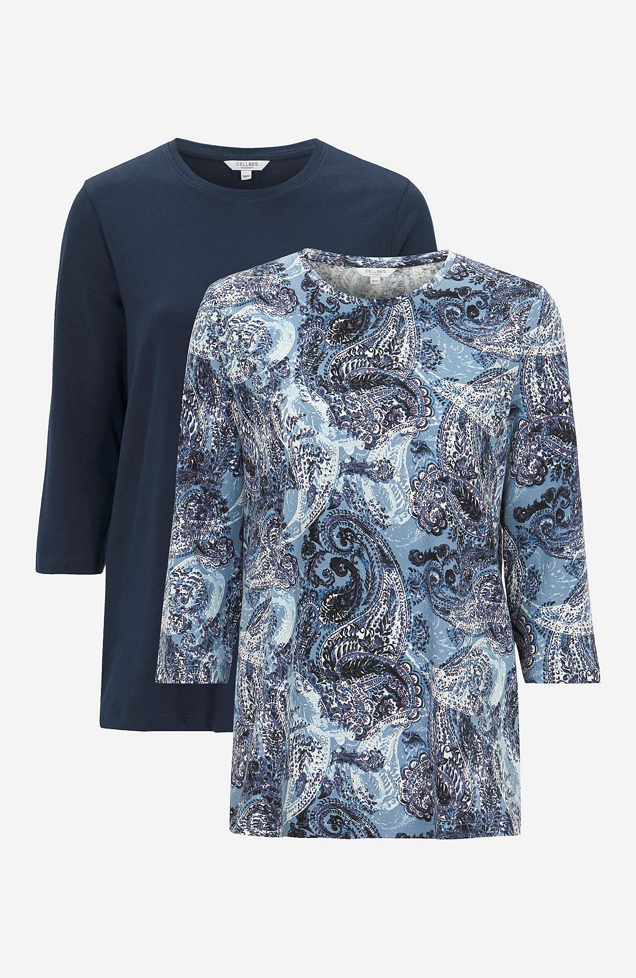 Jersey top with 3/4 sleeves 2-pack
